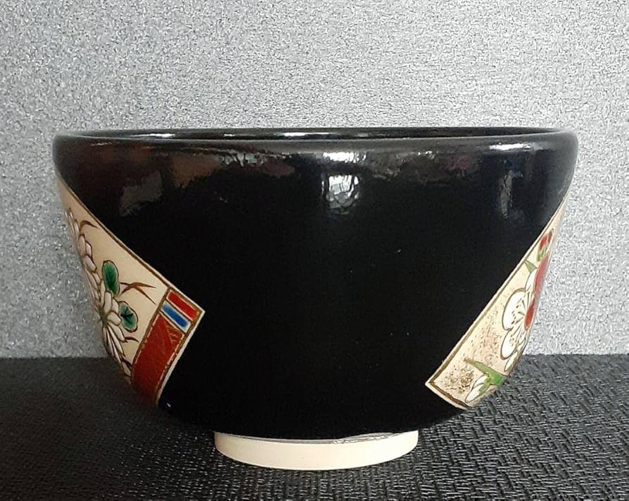 Amazon.co.jp: 京焼 清水焼 鳴滝窯 橋本城岳造 黒仁清 扇面菊花