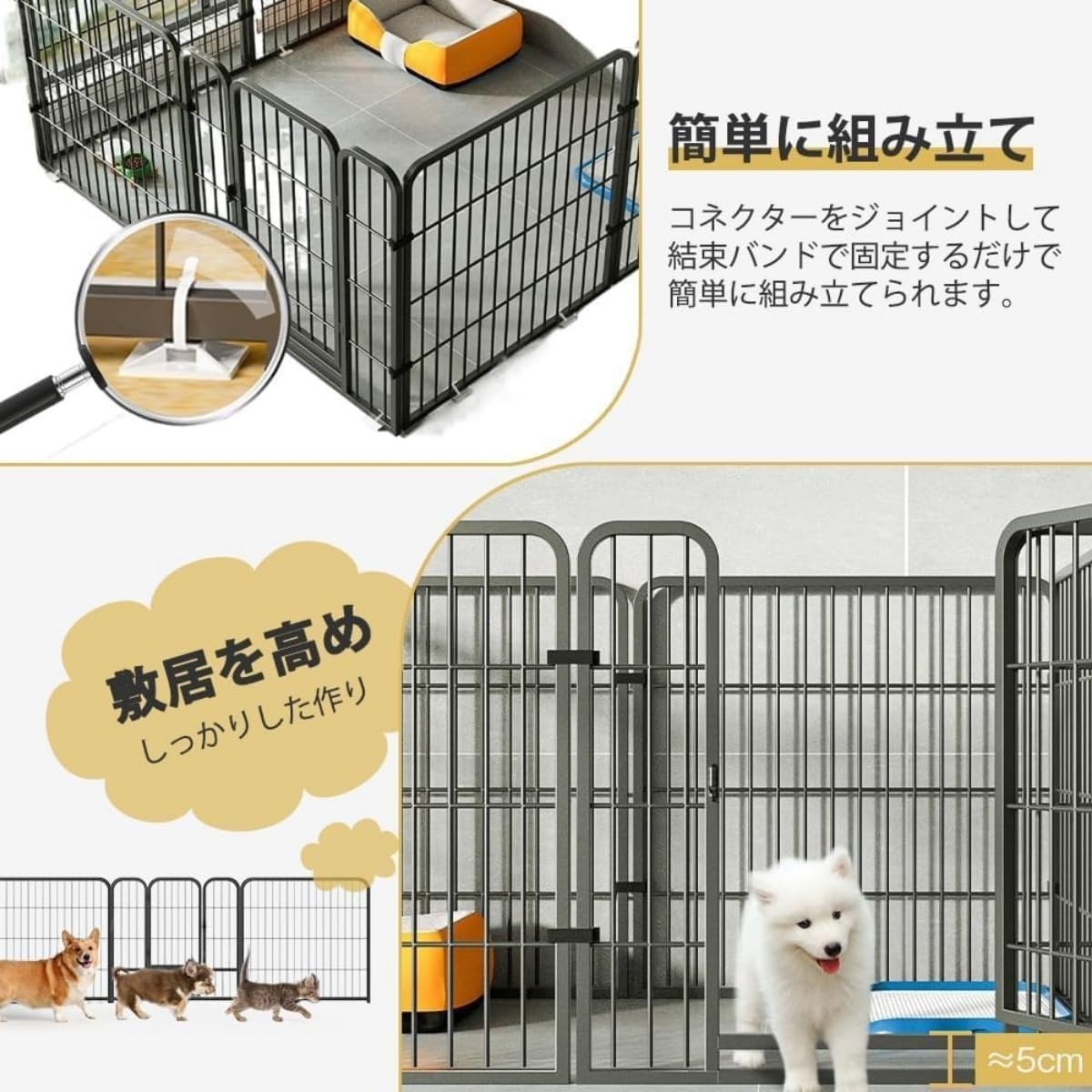 Amazon | TAYOA 犬 ペットフェンス ペットサークル サークルケージ 120