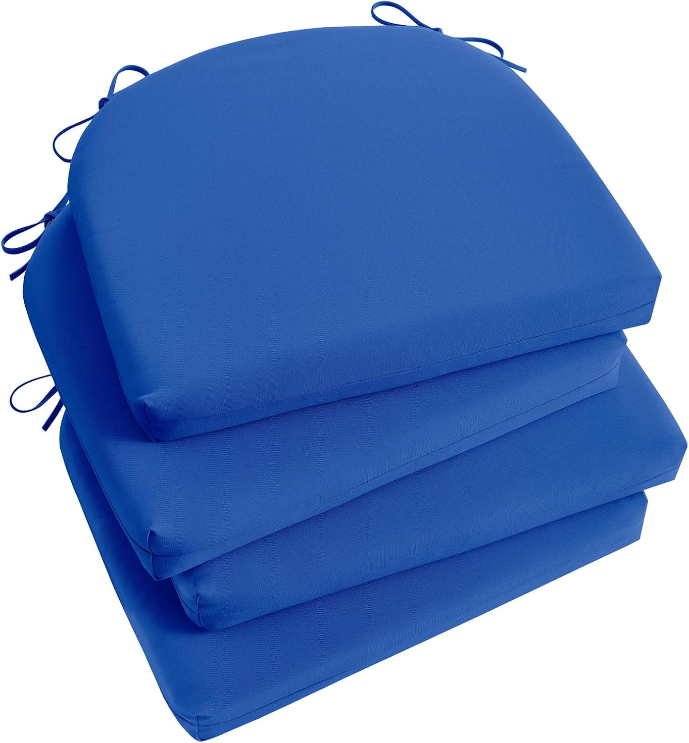 Basic Beyond Outdoor Chair Cushions Set of 4, Outdoor Cushions for Patio Furniture, Water Resistant Patio Chair Cushions with 2 Ties, 17x16x2, Royal Blue