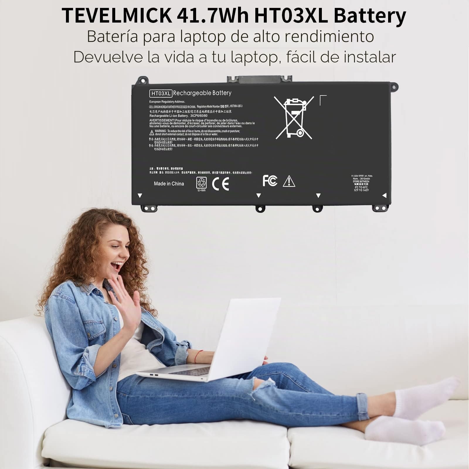 Batería de portátil de 41.7Wh HT03XL L11119-855 para HP Pavilion 14-CE 14-CK 14-DQ 15-CS 240 245 G7 14-CK0001LA 14-CK0061ST 15-CS0064ST 15-CS3073CL 17-BY0021DX 17-BY0053CL HSTNN-UB7J HT03041XL L11421