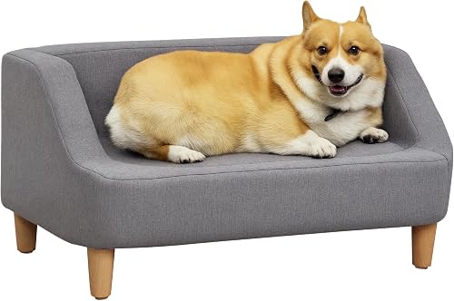 Canapé pour Chien Pieds en Bois Déhoussable 75 x 55 x 39 PawHut