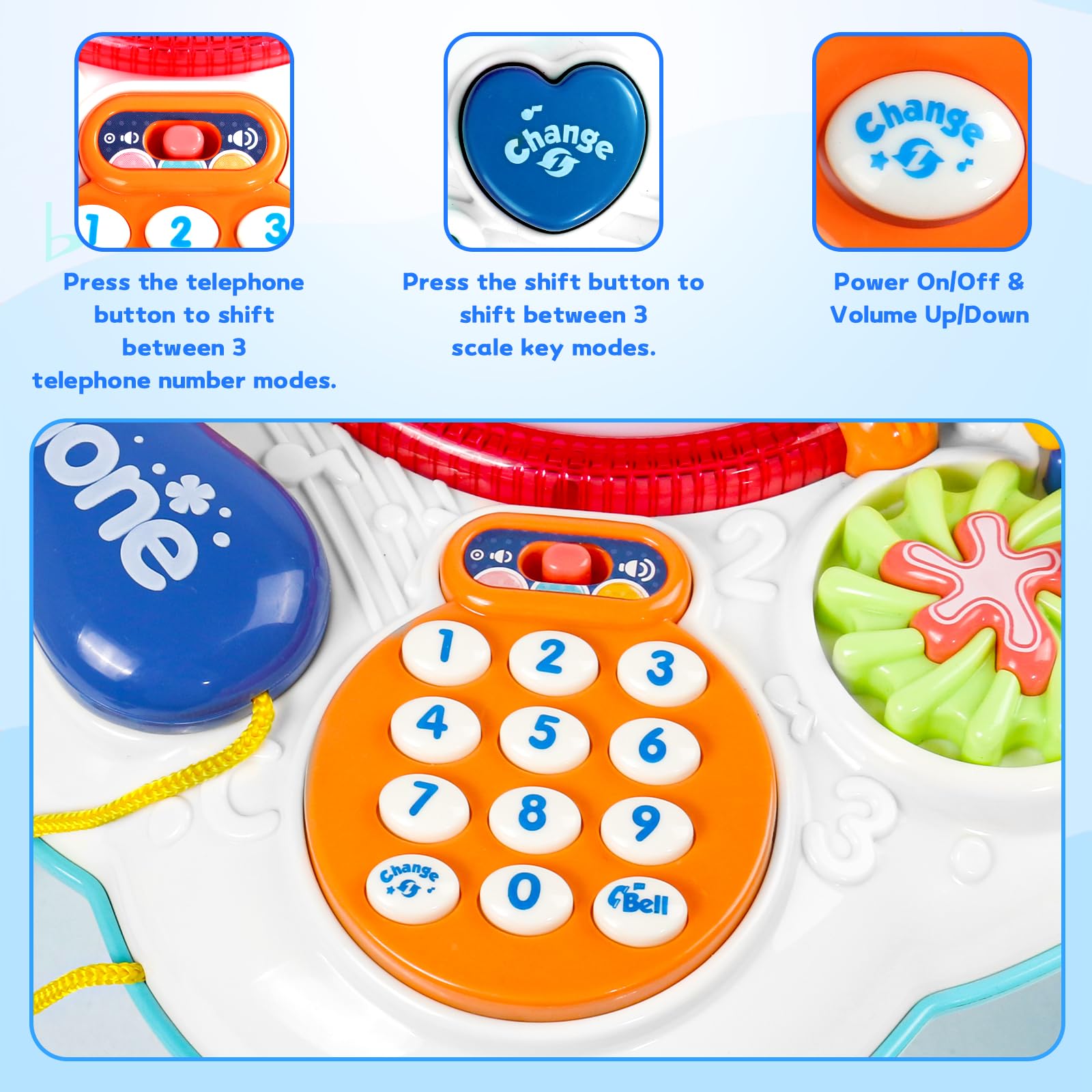 Giochi Bambini 1 Anno, Tavolo Multiattivita Bambini con Luci,Musica e Suoni | Giochi Montessori Tavolo Interattivo Bambino 1 Anno con Strumenti Musicali, Gioco Educativo e Regalo per Bambini 1 2 Anni