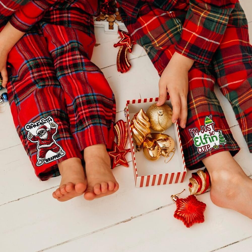 Christmas Santa Phrase Patches: Decorative Quote Embroidered Styles, Bright Colors, Sew On/Iron On for Clothes, Dress, Hat, Jeans - DIY Festive Accessories