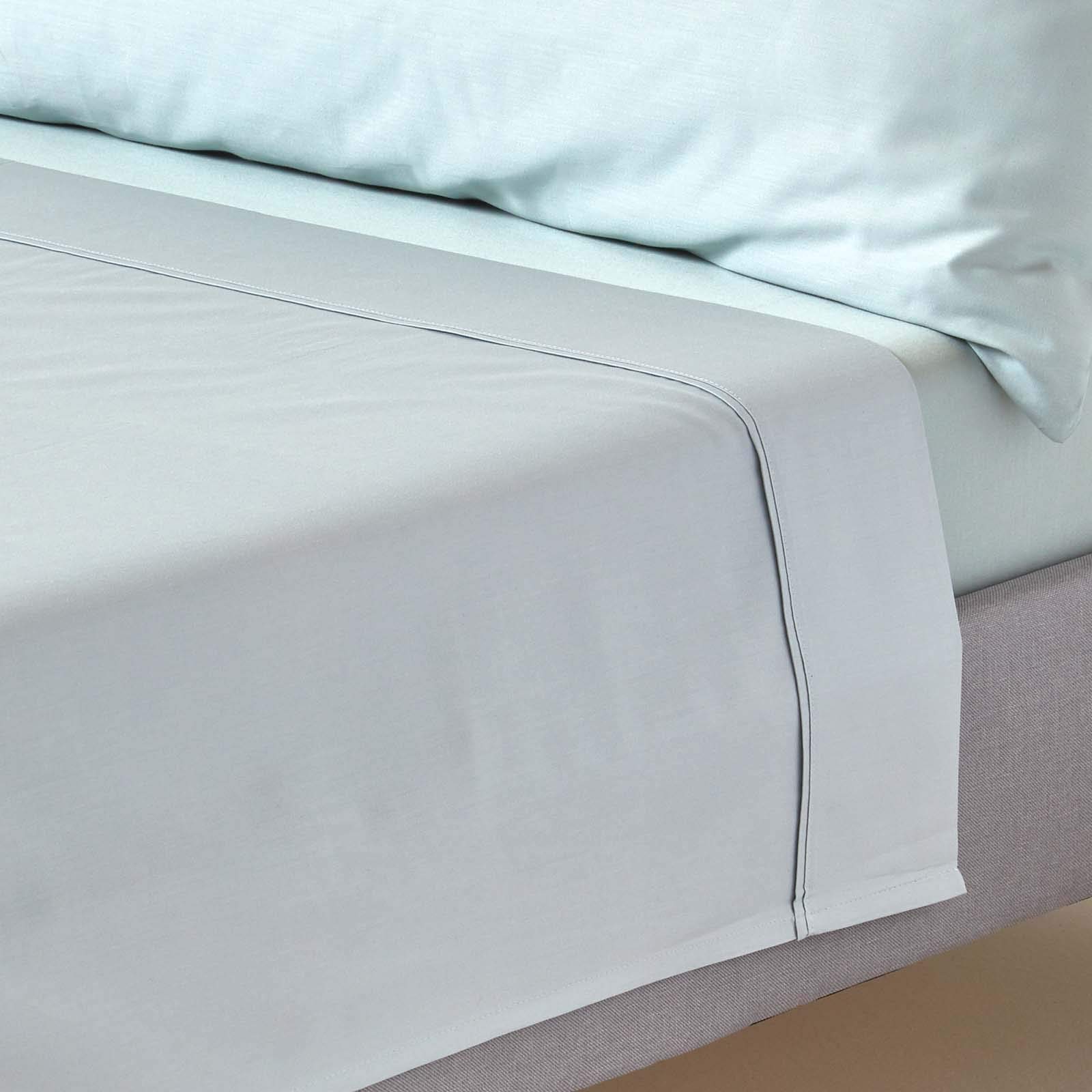 Homescapes Duck Egg Blue Sateen Cotton Flat Sheet 400 Tc In | Size: Double Flat