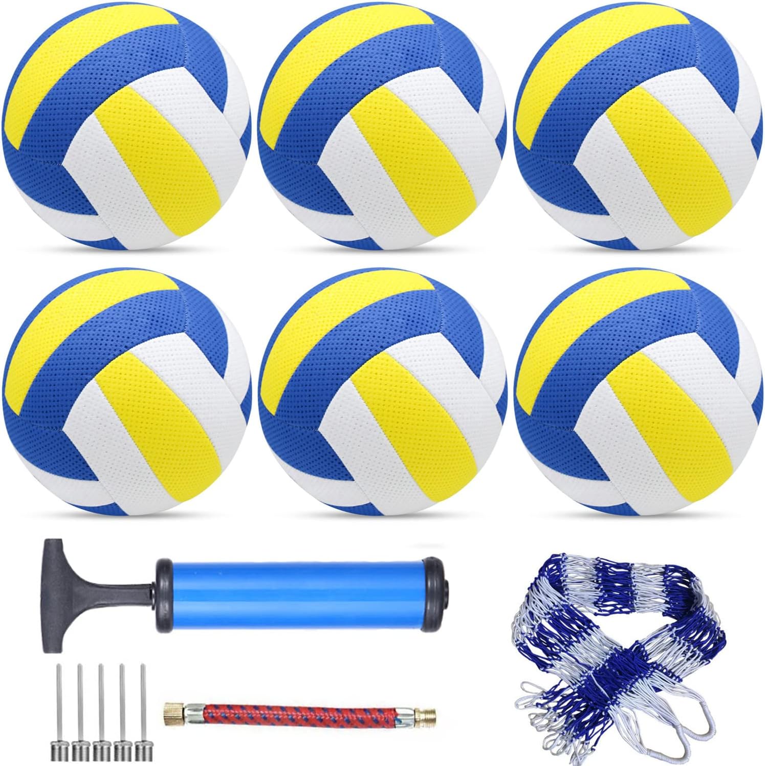 - Sazoemao 6 Pack Official Size 5 Volleyball Balls Volley Ball of Synthetic Leather,Includes Ball Pump and Net Bag,Competition Volleyball for Indoor Outdoor…