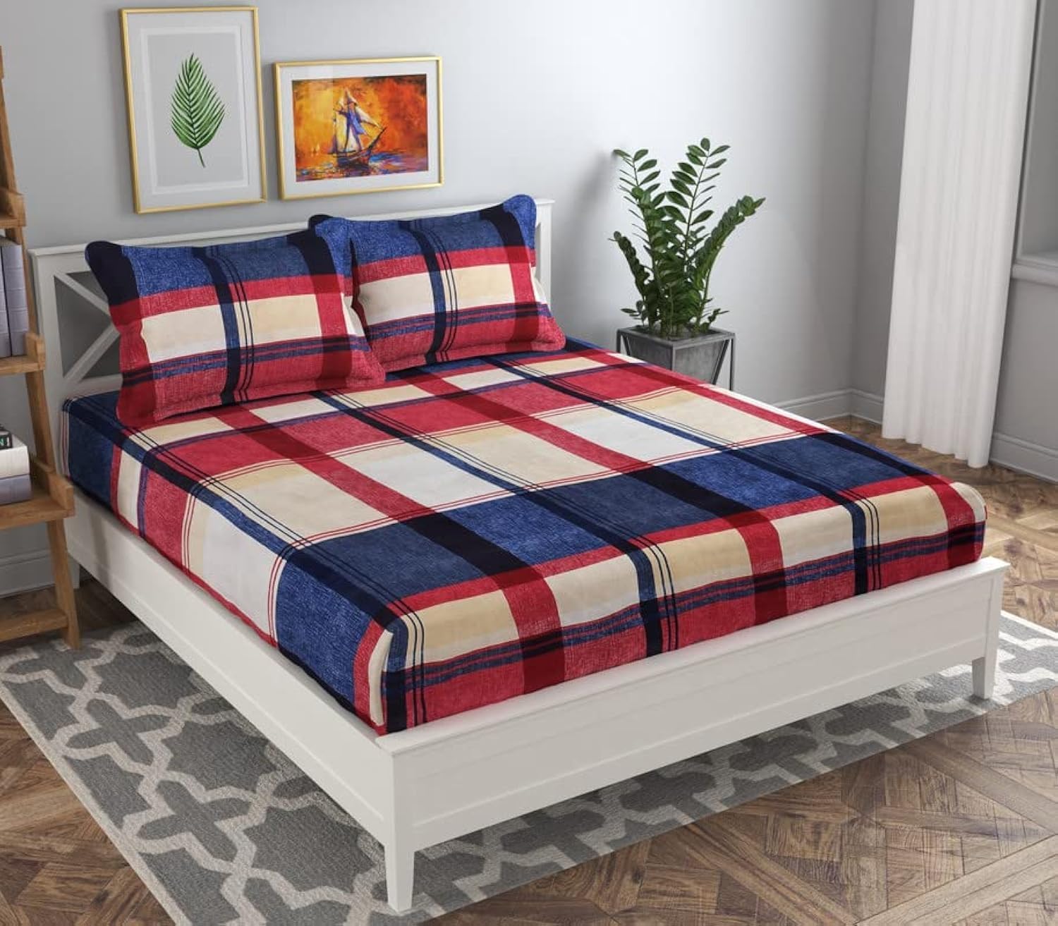 BSB HOME 120 TC Double Abstract Printed Bedsheet with 2 Pillow Covers | 110 GSM Soft Brushed Microfiber - Breathable & Wrinkle Free - (86 X 88 Inch, Blue & Red) (B0CBM4J9B7) Amazon Price History, Amazon Price Tracker