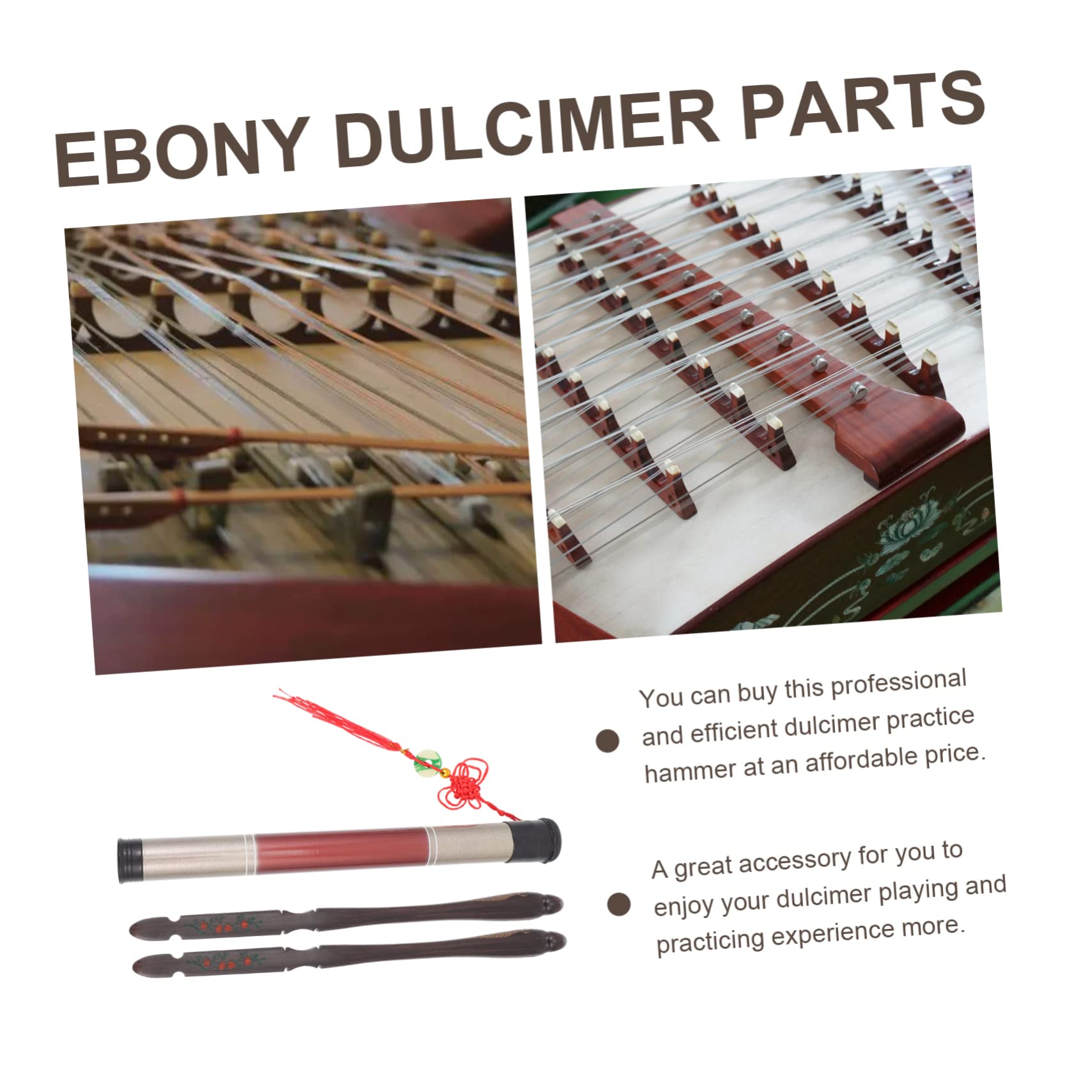 ifundom Set Martelli Accessori per Strumento Dulcimer per Dulcimer a Forma di Volatile in Ebano Nero con Secchiello, Lisci ed Efficienti per Esercizio
