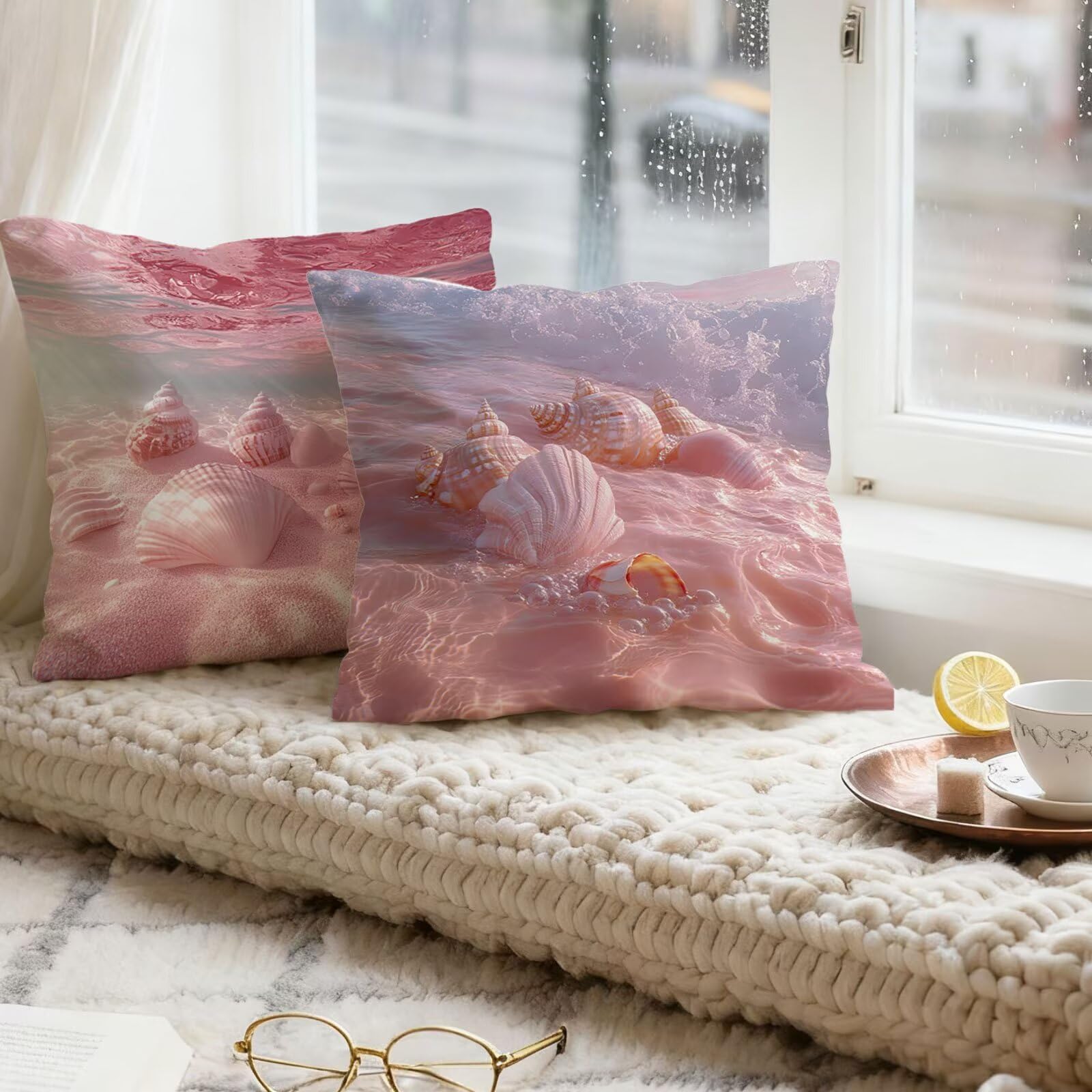 Rose Housse Coussin 60x60 RêVe Taie Oreiller 60x60 Lot de 4 Super Doux Protege Oreiller 60 x 60 Decoration Automne Taie D'oreiller Carrées Coussin Canape, pour Maison Chambre Canapé Chaise E - 631
