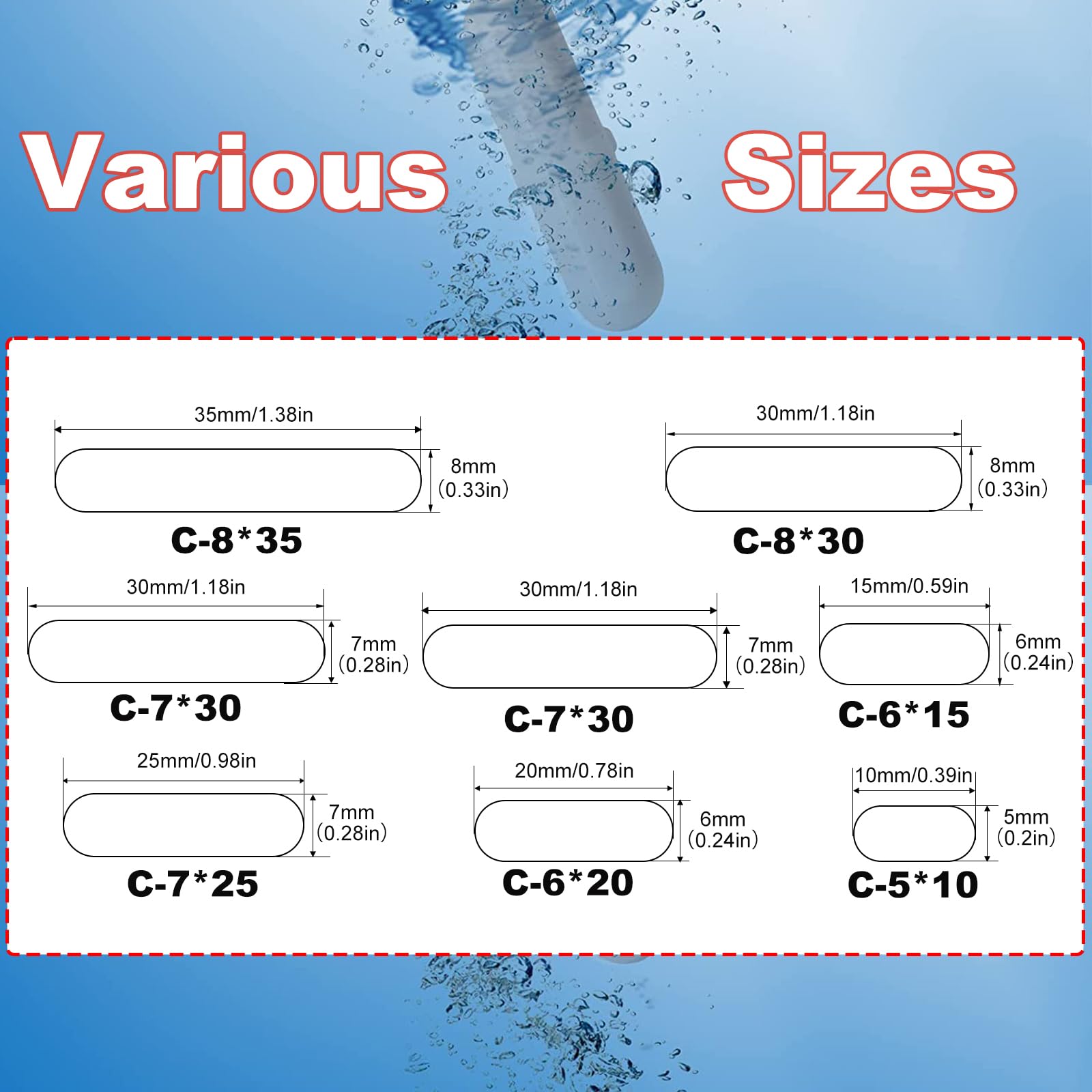 PTFE Magnetic Stir Bars - Set of 8 -2
