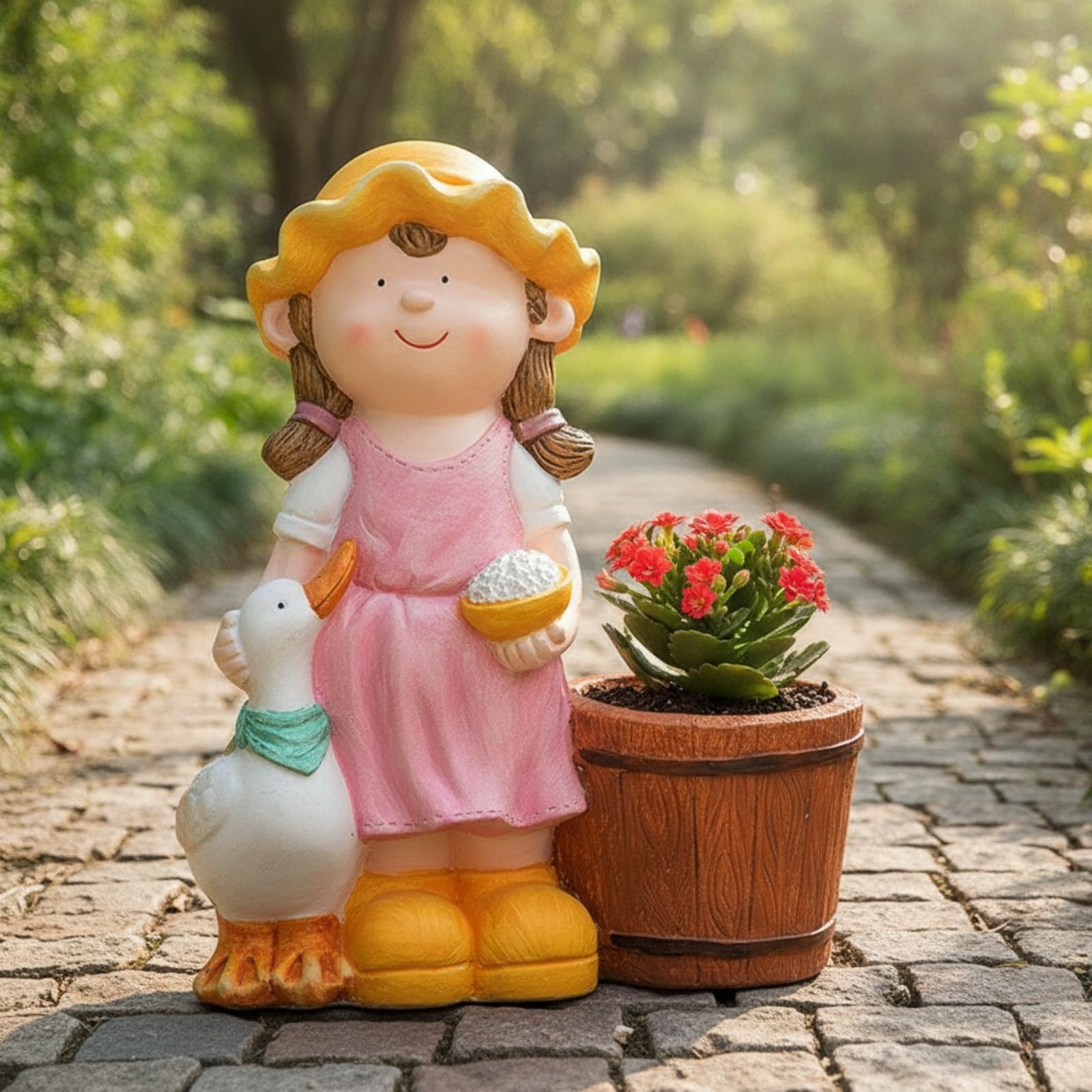 Blumentopf mit Kinderfigur Handbemalt Pflanztopf mit Cartoon-Figur Dekorativ Gartendeko für Gartenliebhaber, Balkon, Junge Mit Schaf