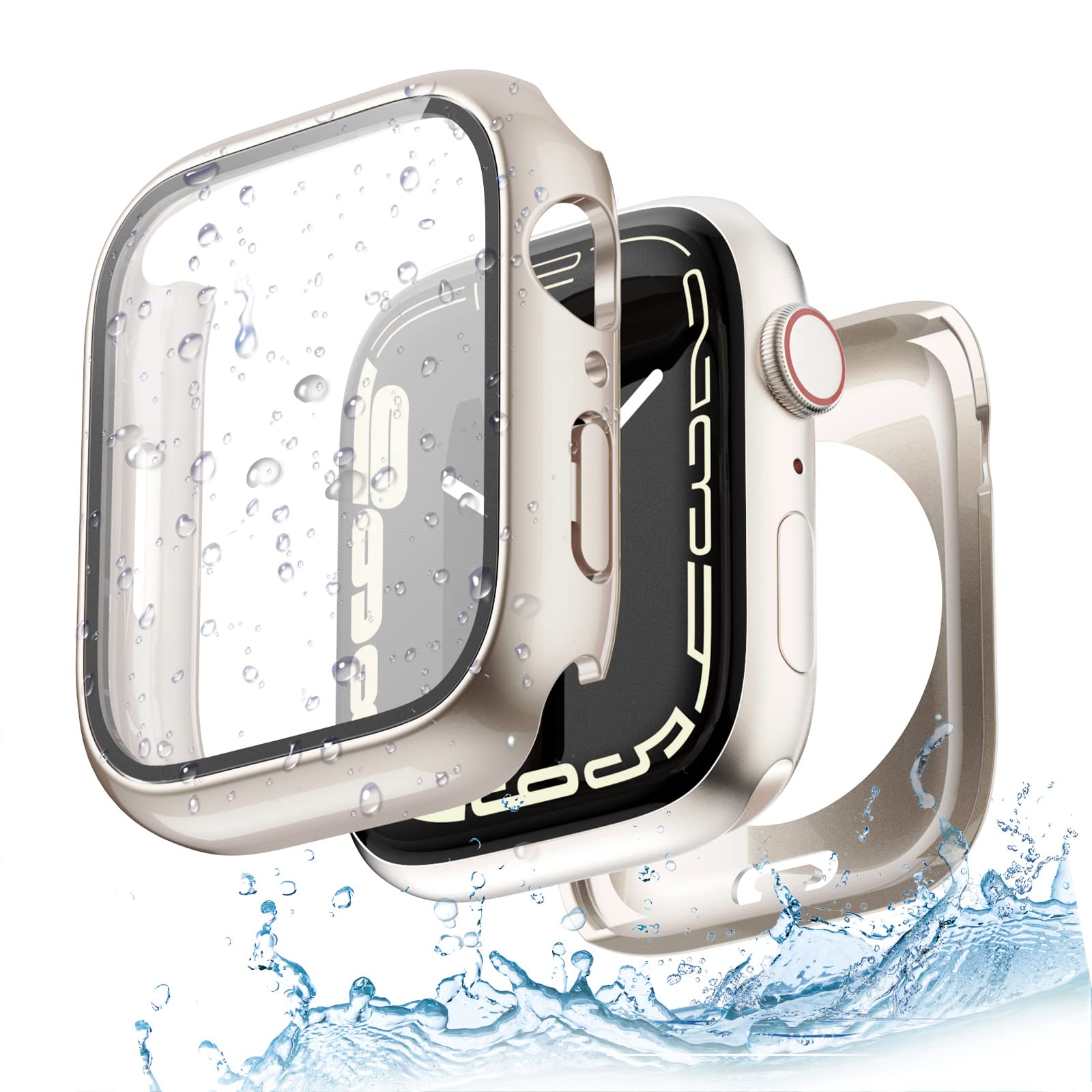 Yolovie (2 in 1 Waterproof Compatible for Apple Watch Screen Protector Case Series 9/8/7 41mm Accessories