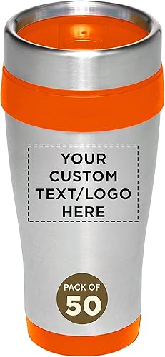 Miniatura 75 de Tazas de viaje de acero inoxidable con aislamiento personalizado, 16 onzas, juego de 100, paquete personalizado a granel, perfectas para café