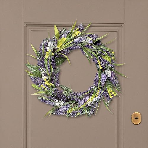 Miniatura 3 de Lillian Vernon Corona de lavanda  grande de 16 pulgadas, decoración de temporada, decoración floral para puertas