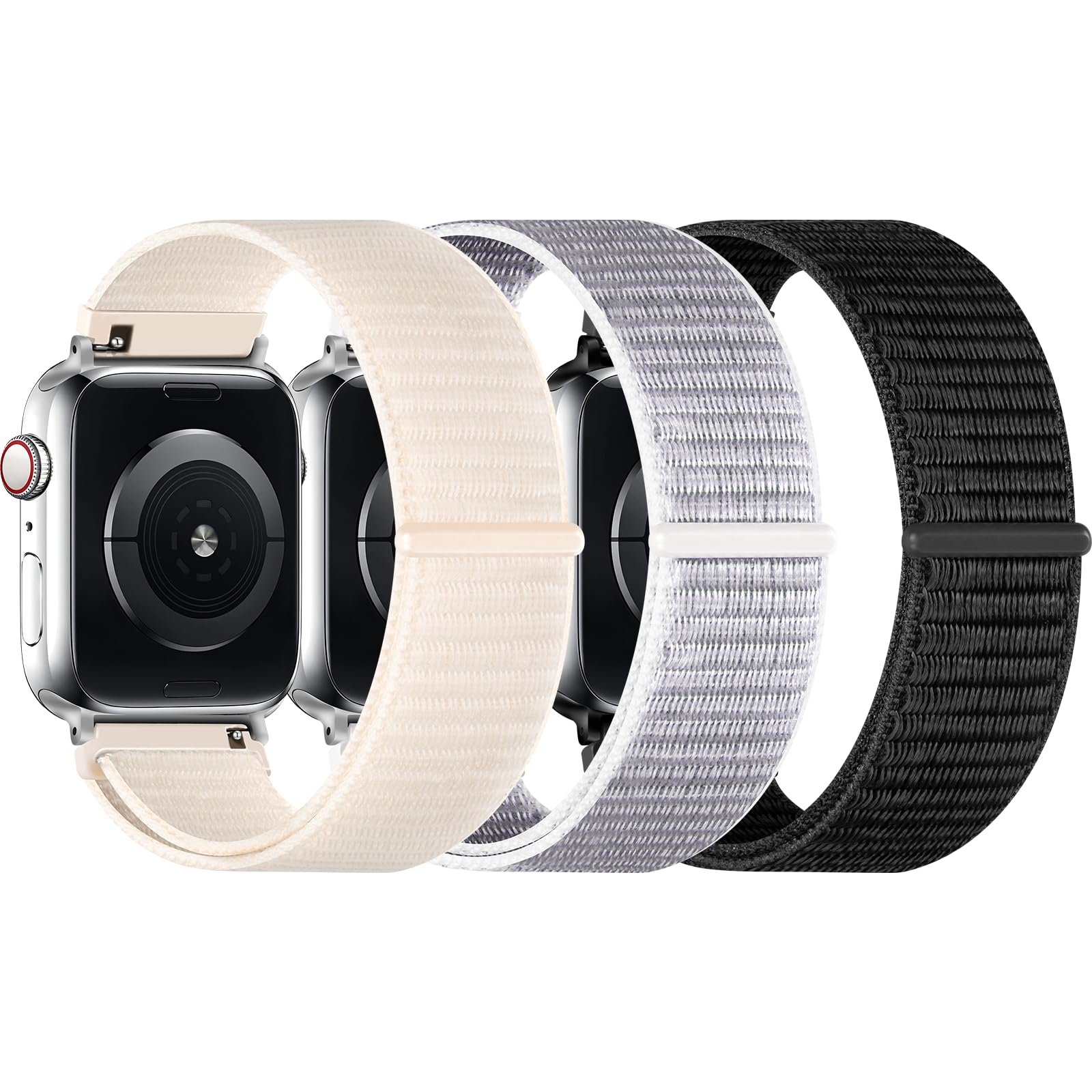 Vigamen 3 Pack Sport Loop Band Compatible with Apple Watch Bands 38mm 40mm 41mm 42mm 44mm 45mm 46mm 49mm for Women Men, Adjustable Breathable Nylon Straps for iWatch Series 10/9/8/7/6/5/4/3/SE/Ultra