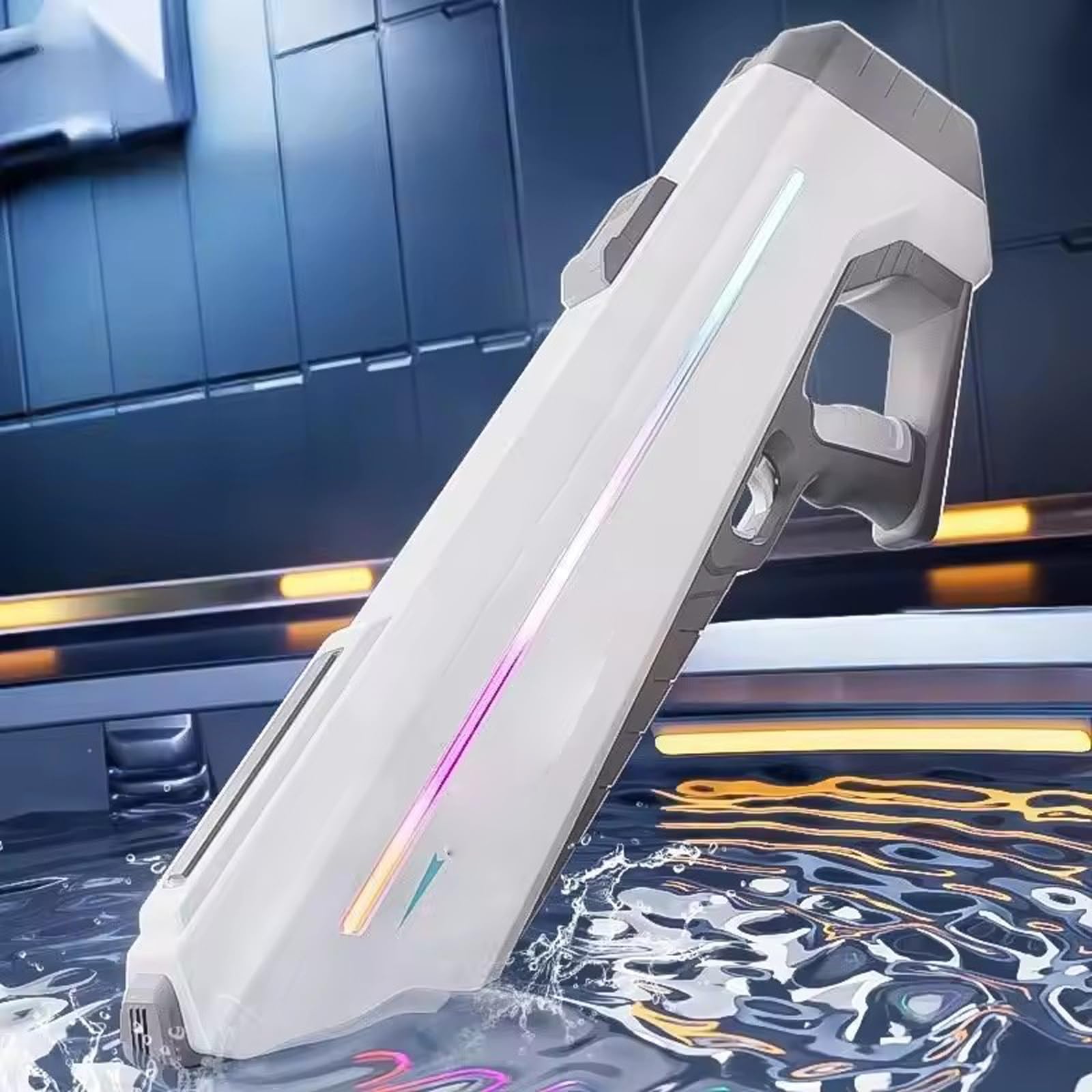 RapidJet Pro - Electric Pulse Water Gun, Automatische Nachfüllfunktion, 7 Farben LED-Lichteffekte Wasserpistolen mit 10 Metern Reichweite, Sommer Outdoor Spielzeug für Erwachsene und Kinder (Schwarz)