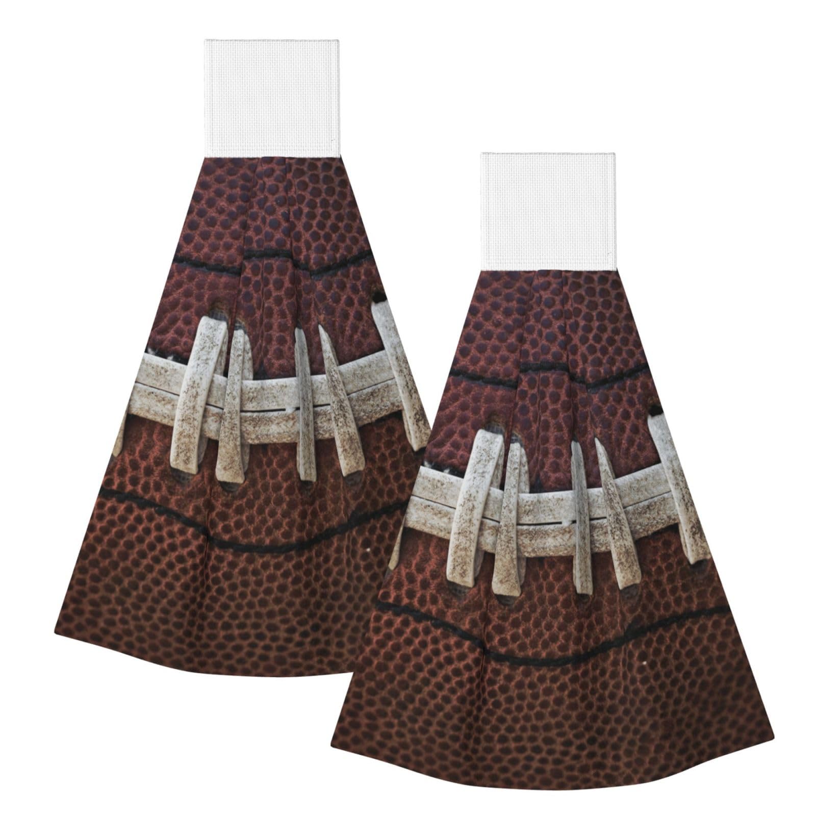 DOPKLNA American Football Laces, 2 Pcs Hanging Coral Fiber Hand Towels for Bathroom, Absorbent Kitchen Towels