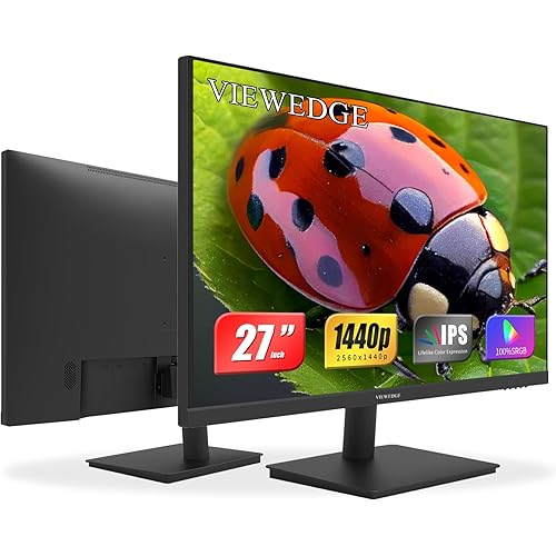 27 inch Monitor with 2K 2560 x 1440 IPS Panel 75hz | Computer Monitor 27 inch QHD with HDMI, DP and VESA Wall Mountable | Eye Protection PC 1440p Monitor for Working and Gaming