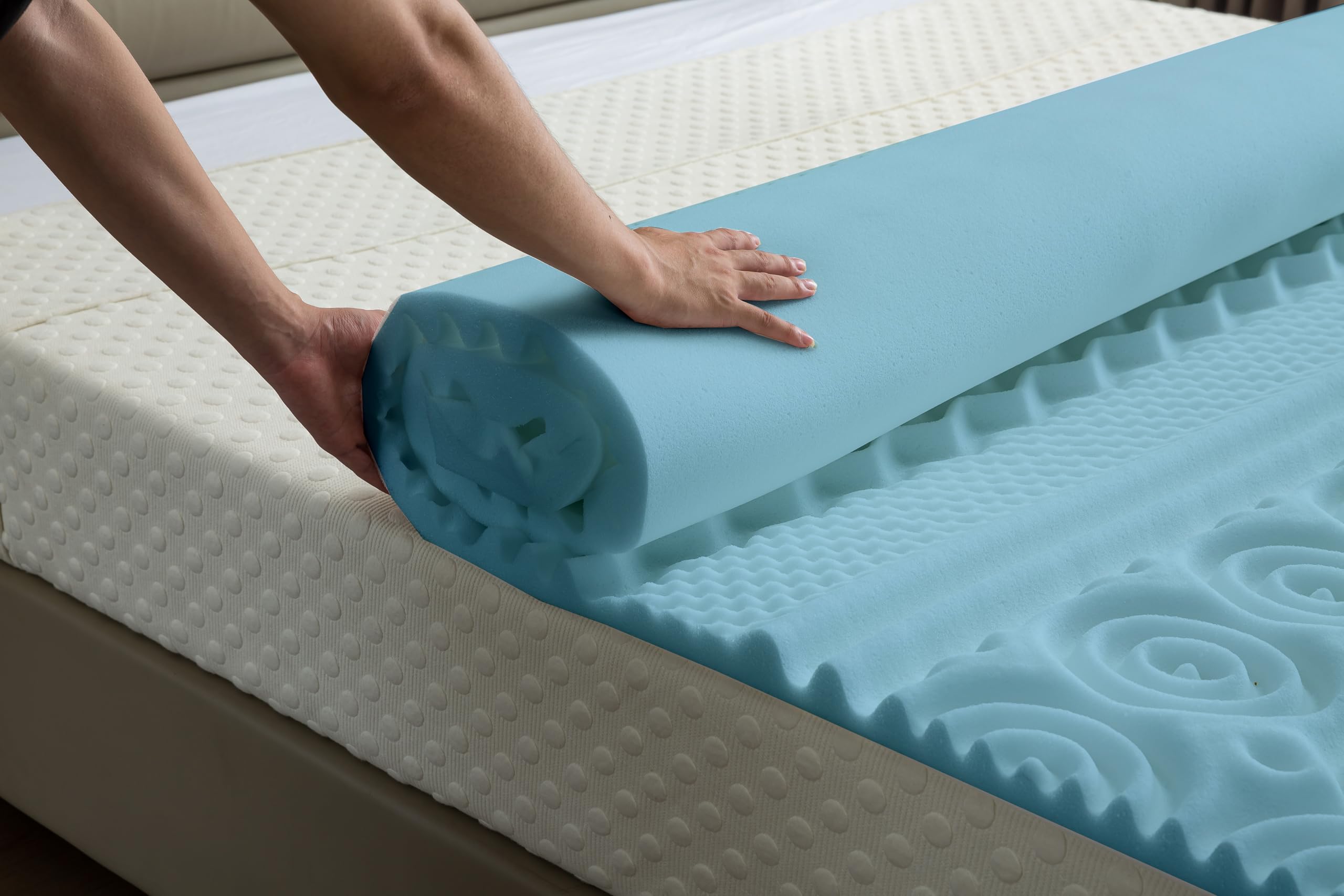 CATAVANA - Surmatelas 90x200 cm - Mousse à Mémoire de Forme 5 cm avec Gel - Confort Ergonomique avec 13 Zones de Soutien - Parfait pour Matelas 1 Place, Clic-Clac et Canapé Convertible