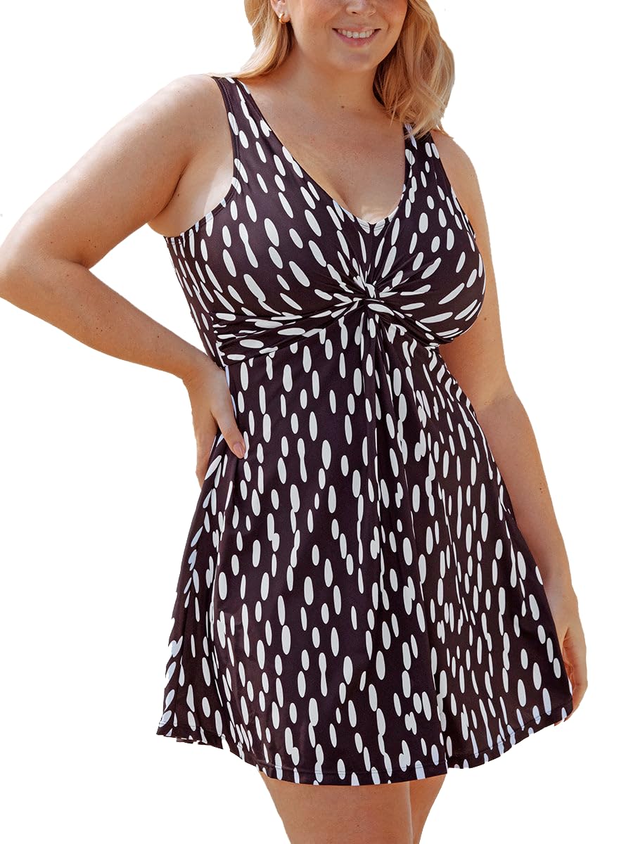 SHAPERMINT Essentials Swim Knot-Front Swim Dress