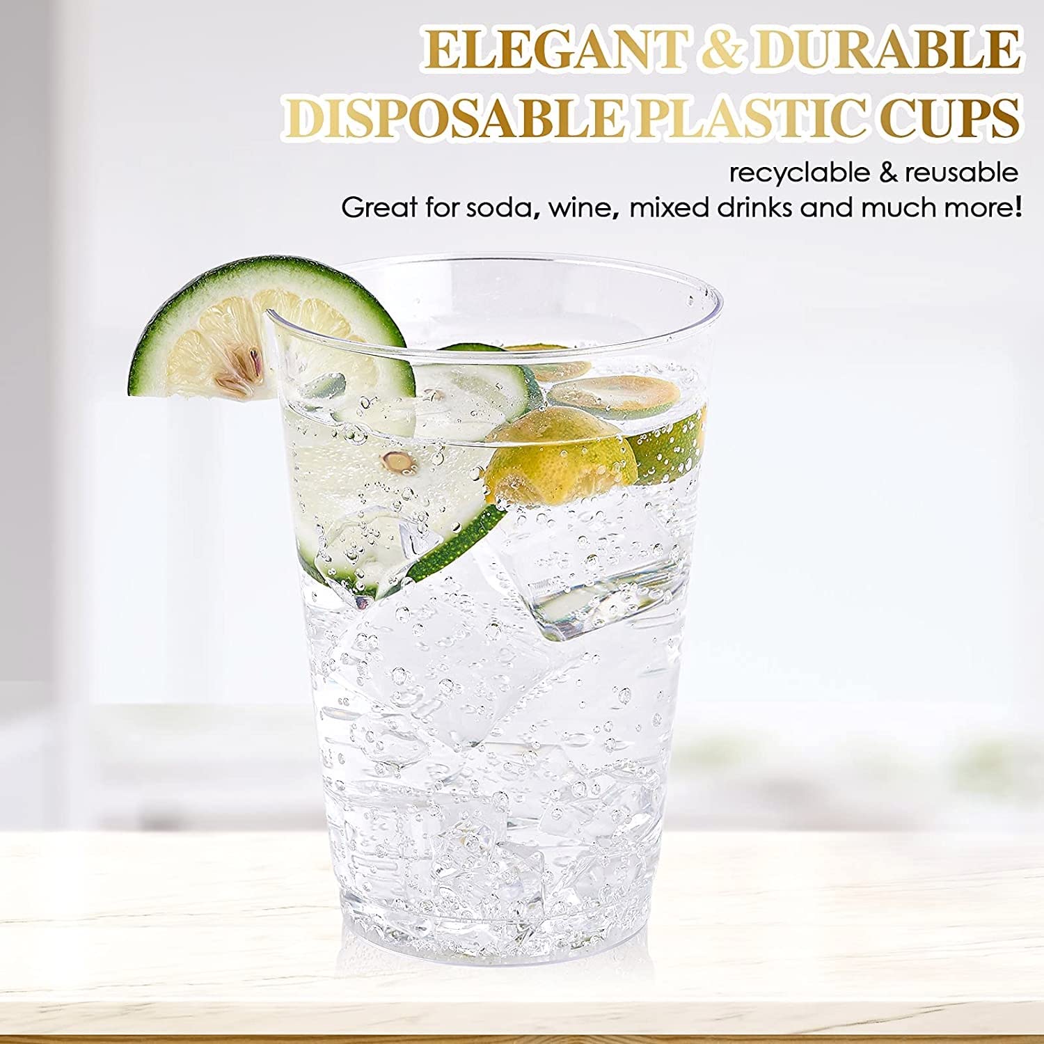 LATERN 50 Pezzi Riutilizzabili Bicchieri di Plastica Trasparenti, 300ml Bicchieri di Plastica Tazze per Bevande Eleganti Bicchieri da Vino per Feste per Champagne Birra Cocktail Martini Bibita Dolce