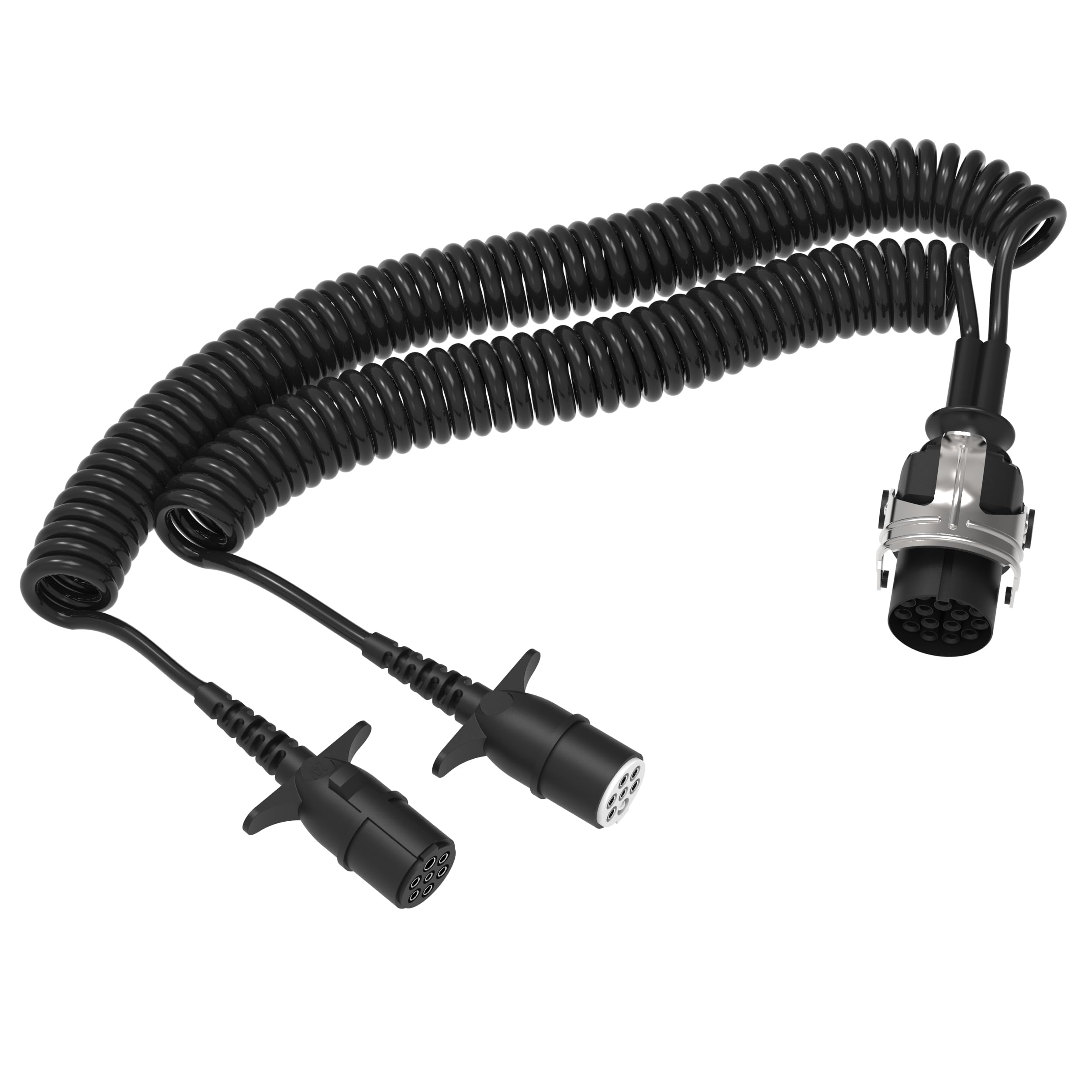 AUPROTEC Kabel spiralny do przyczepy, 24 V, 4 m, 15-pinowy, 7-pinowy, typ N+S, wtyczka overmoulded, kabel adapterowy, kabel połączeniowy do samochodów ciężarowych, samochodów osobowych, NFZ, przyczep