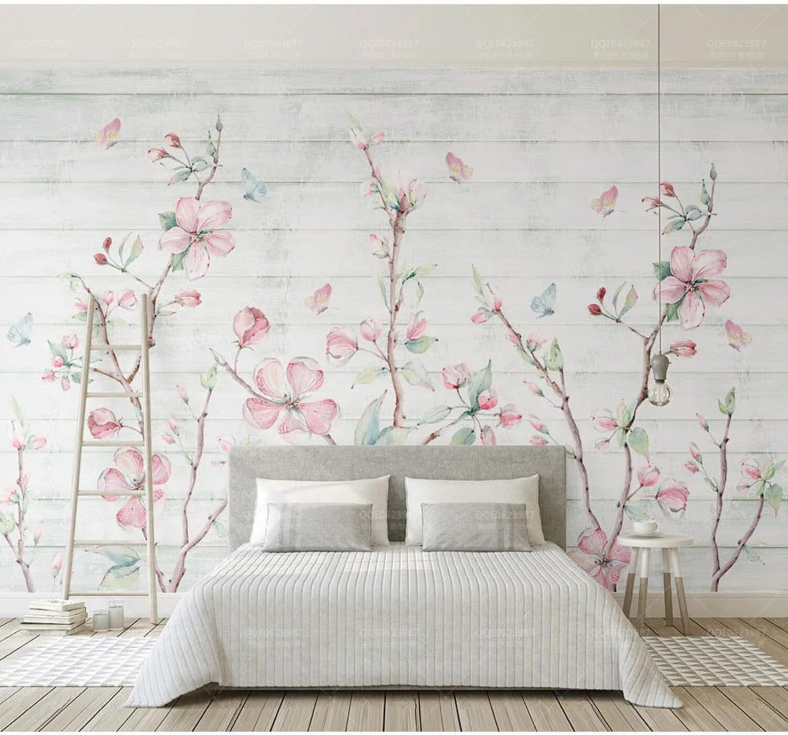 Vintage Beautiful Hand Drawn Flowers Butterflies 3D Wallpaper Easy Install Feature Office Living Room Sofa Bedroom TV Background Wall Decoration-350cm×256cm