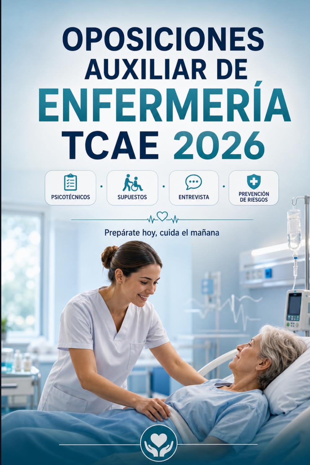 Oposiciones Auxiliar de Enfermería TCAE 2026: Cuidados básicos, higiene, movilización, documentación sanitaria, prevención de riesgos, test y casos prácticos