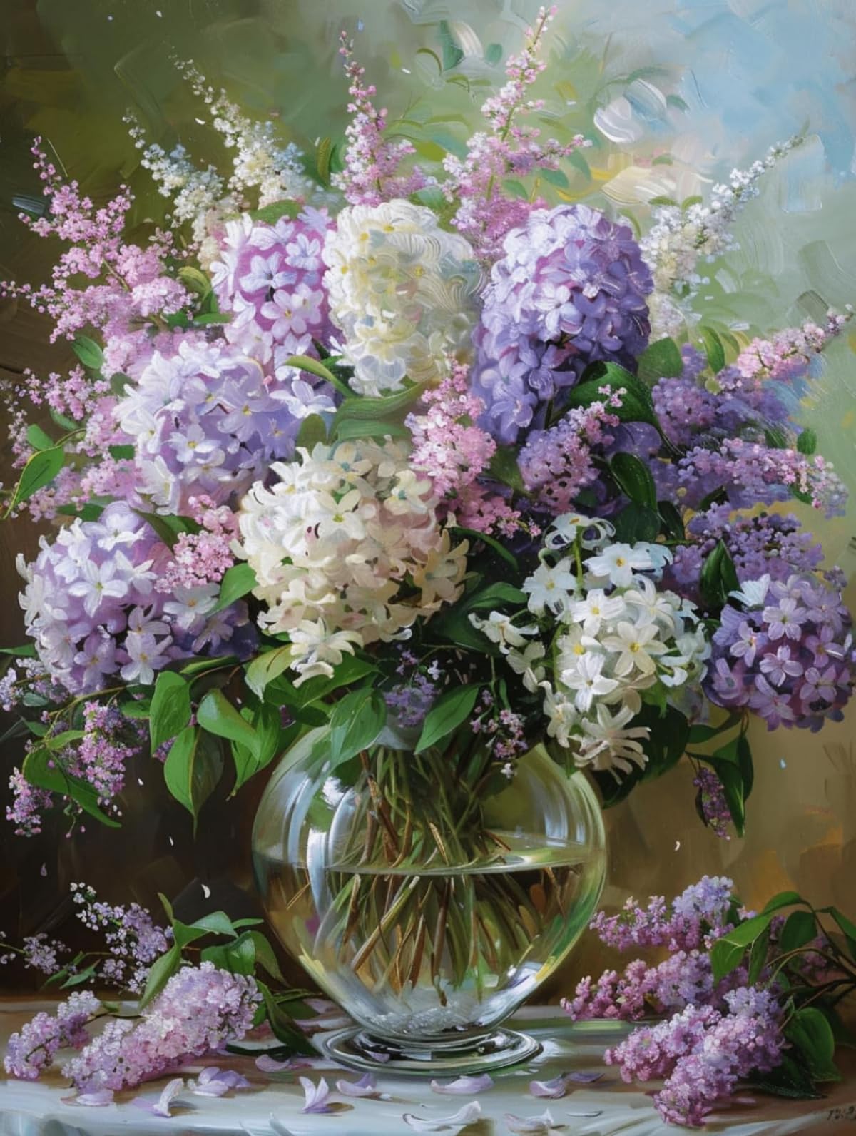 LFYNIORS DIY Perlenstickerei Set Vordruck Bunte Blumen In Einer Vase Nadelstich-Set Mit Perlen Und Kreuzstich-Set Mit Buntem Stickgarn Und Perlen 40x50cm