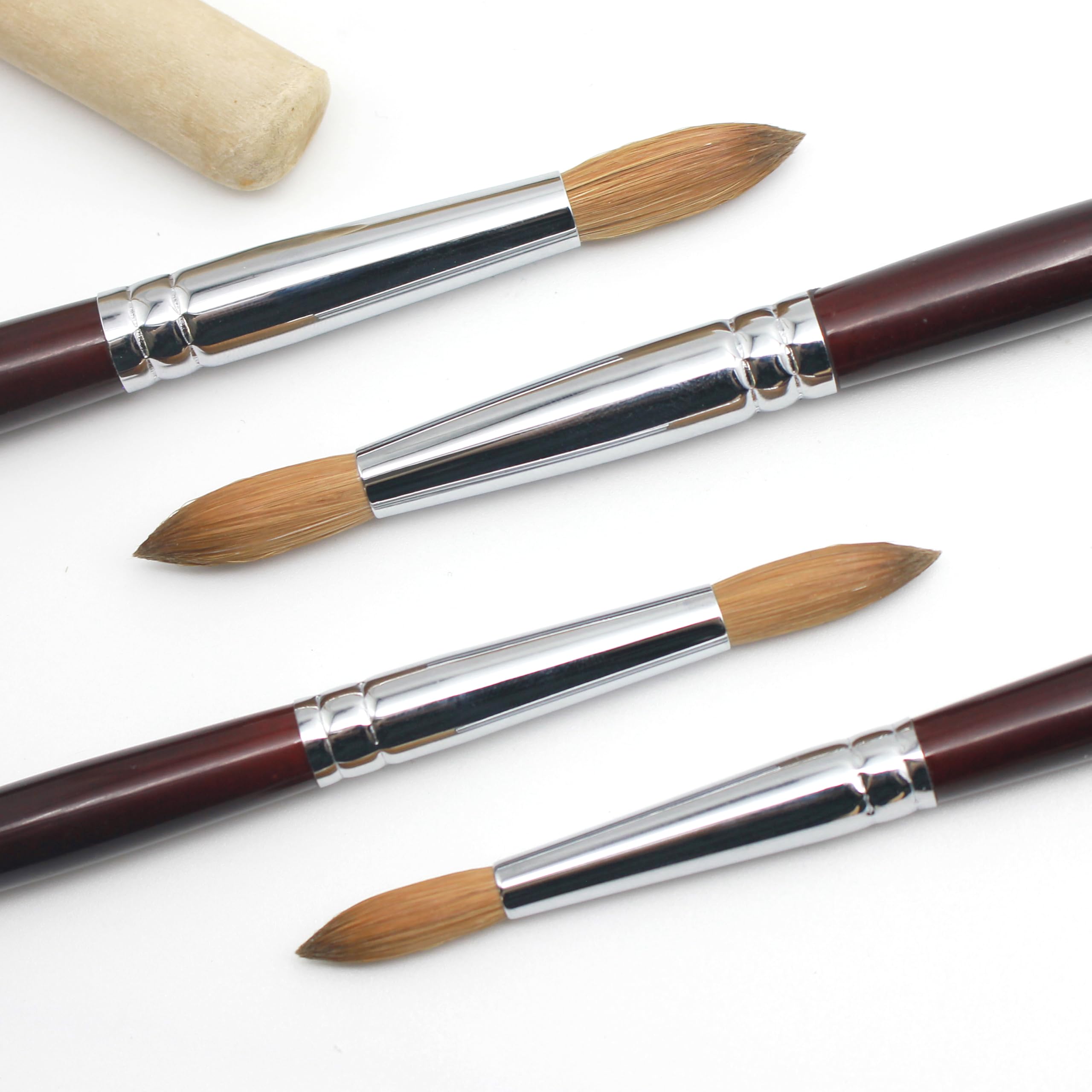Kolinsky - Pennello per unghie a testa rotonda, in acrilico, con manico in legno, colore vino rosso, per manicure professionale fai da te e saloni domestici (misura 8/10/12/14/16/18) (16
