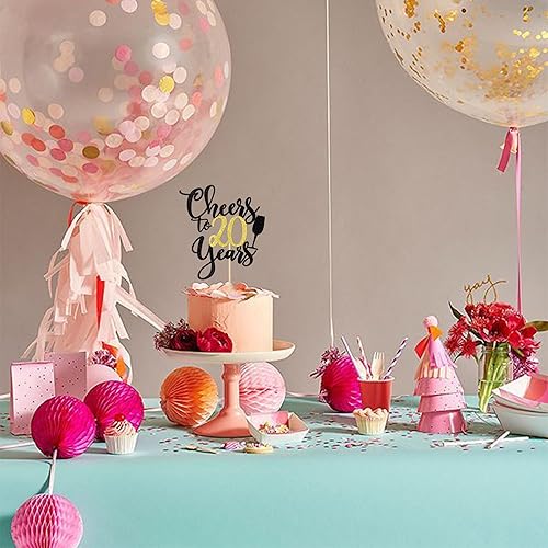 Miniatura 6 de 1 pieza de decoración para tartas con texto en inglés "Cheers to 40" (Cheers to 40 años), purpurina negra y dorada con purpurina para pastel de 40