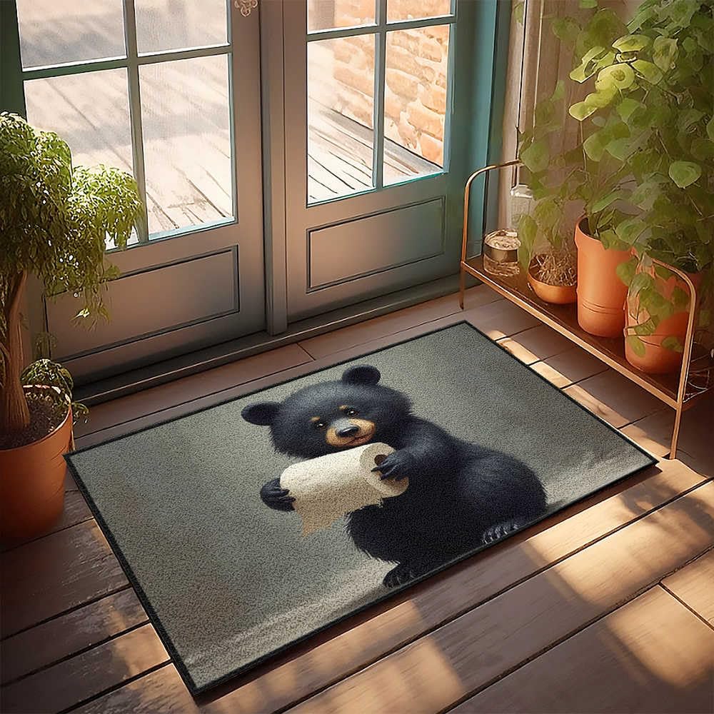 Tapis de bain d'extérieur anti-eau ours mignon chambre 50 x 80 cm