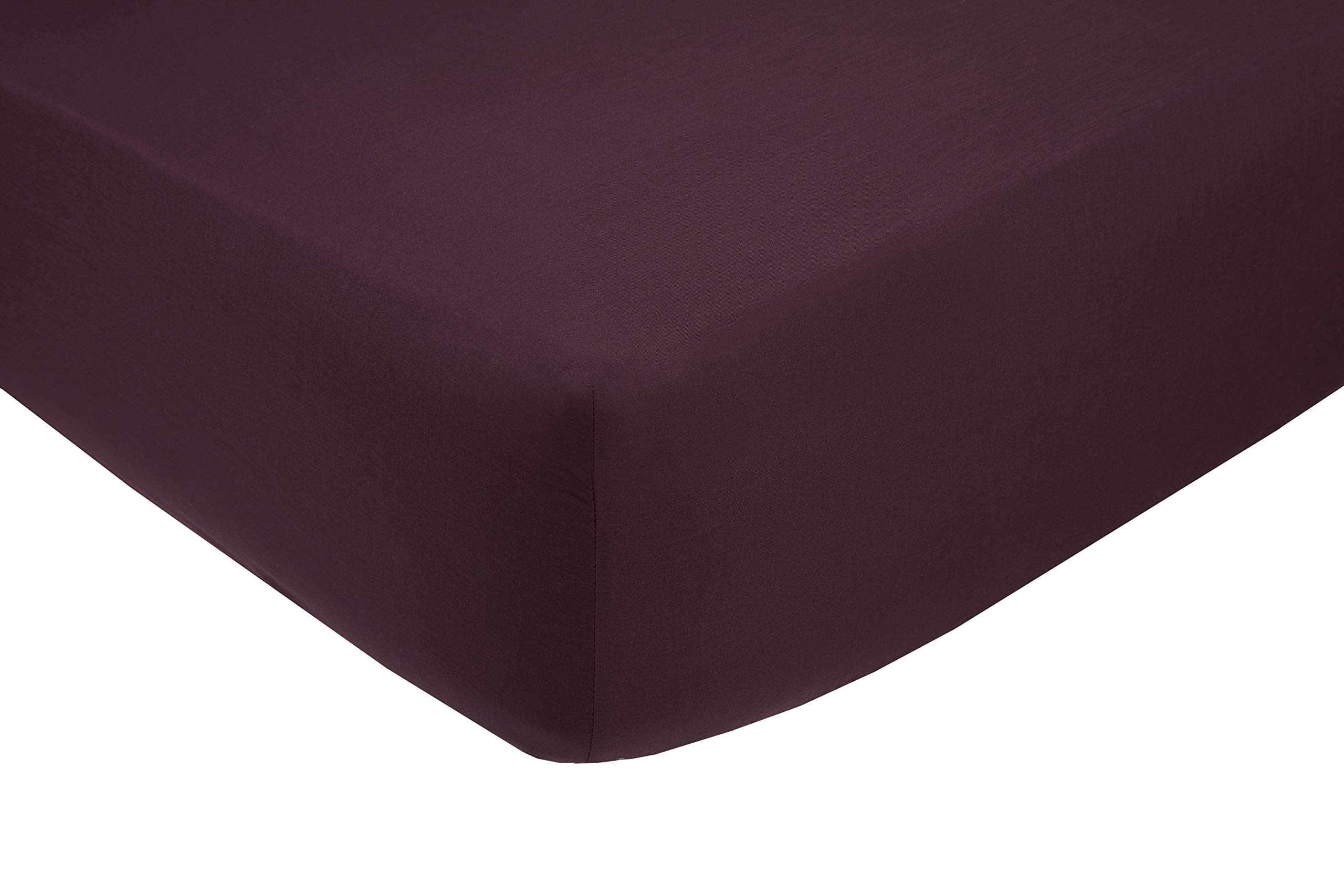 Hamilton McBride 68 Pick Polycotton Aubergine Super-King Size Fitted Sheet (Pillowcases Sold Separately)