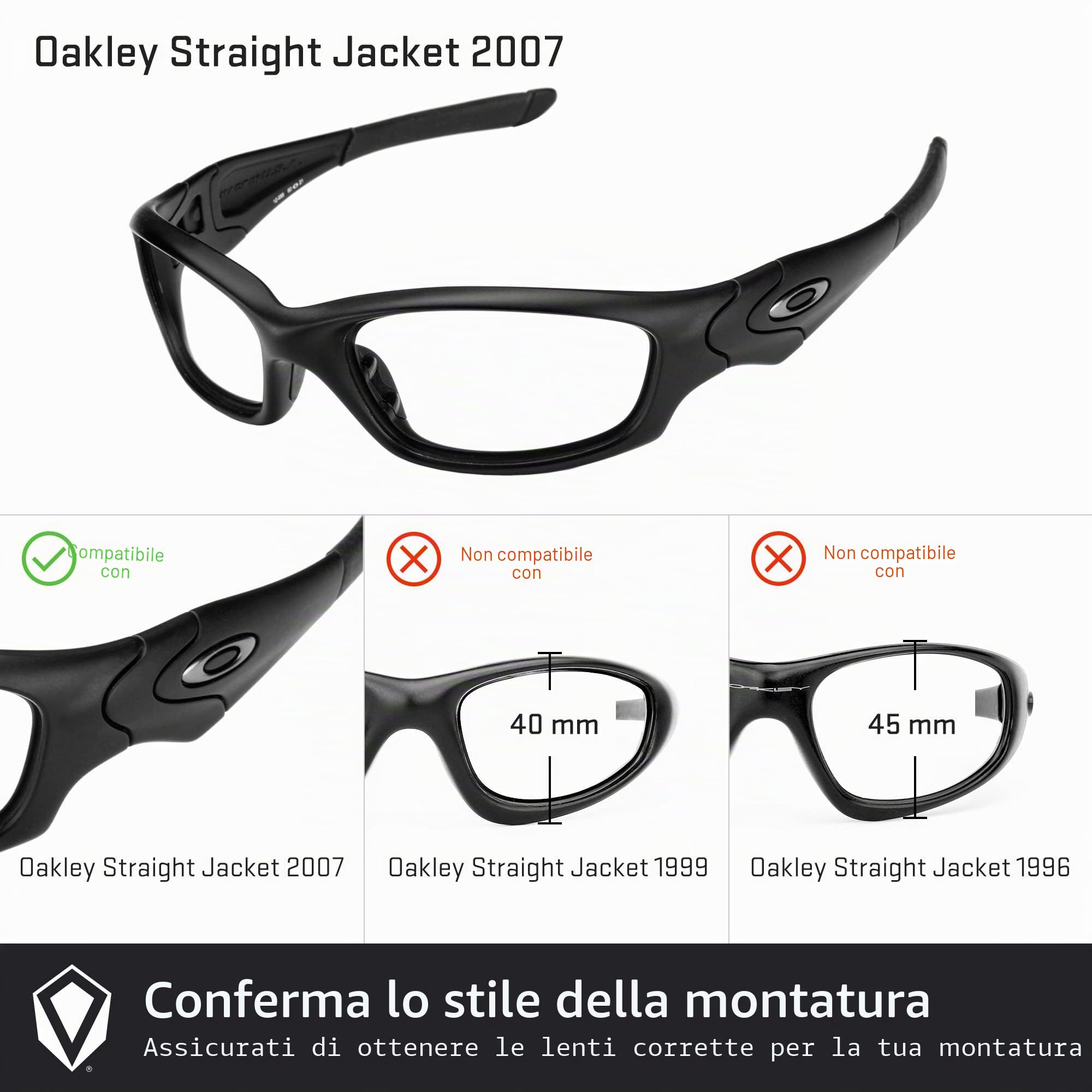 Revant Lenti di ricambio per Oakley Straight Jacket (2007), compatibili con occhiali da sole Oakley Straight Jacket (2007)
