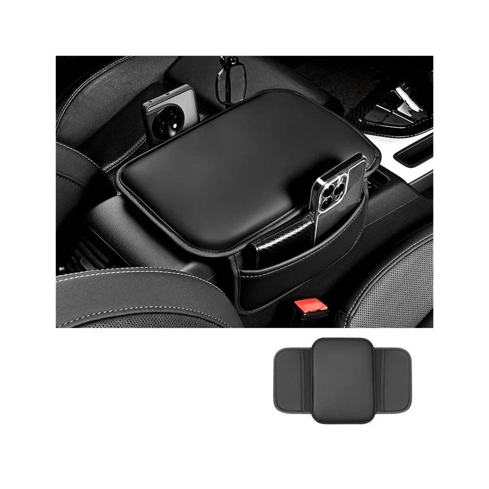 OOPUHKSY For Mazda Cx-5 Cx5 CX 5 2012-2022 Car Armrest Box Leather Cushion Storage Pocket Bag Elbow Support(Black)