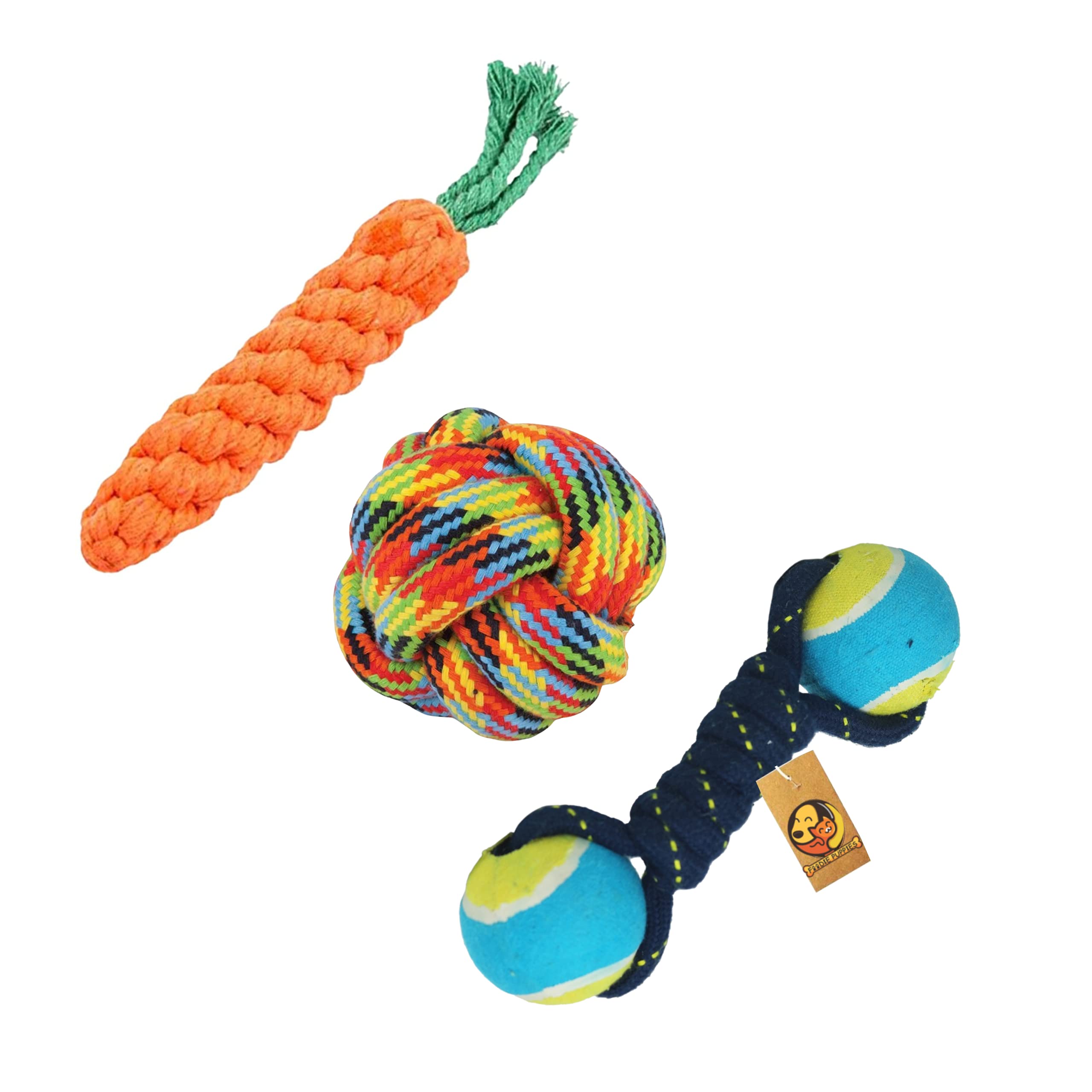 Foodie Puppies Dog Chew Cotton Rope Toys 3in1 Combo for Dogs & Puppies (Cotton Ball + Dual-Tennis + CornStick Rope) Knotted Cotton Chew Dog Toy for Playing, Teeth Cleaning & Training (Color May Vary) (B093LMV1S2) Amazon Price History, Amazon Price Tracker