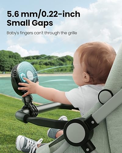 Vista 9 de Gaiatop Mini ventilador eléctrico con rotación 360, huecos de 0.217 in, batería recargable, 3 velocidades, morado