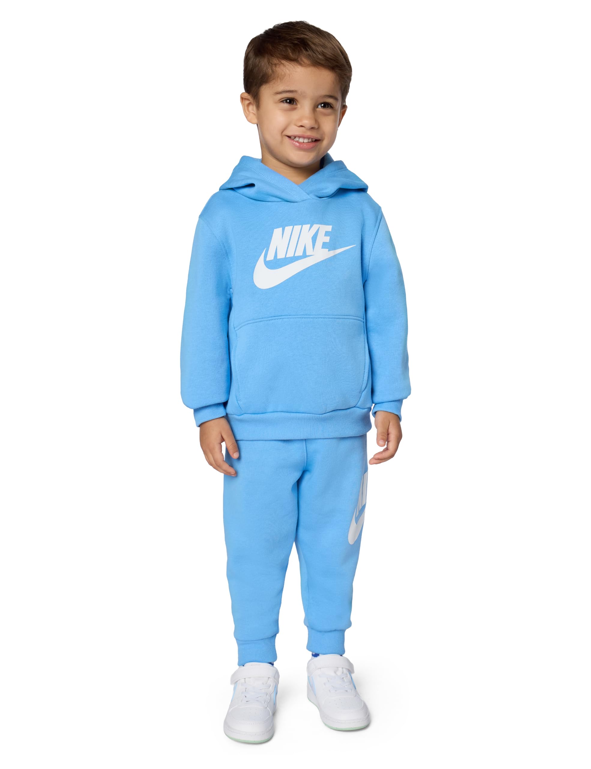 Nike Kids' Sportswear Club Fleece Pullover Hoodie and Joggers 2-Piece Outfit Set (Large Swoosh Logo)