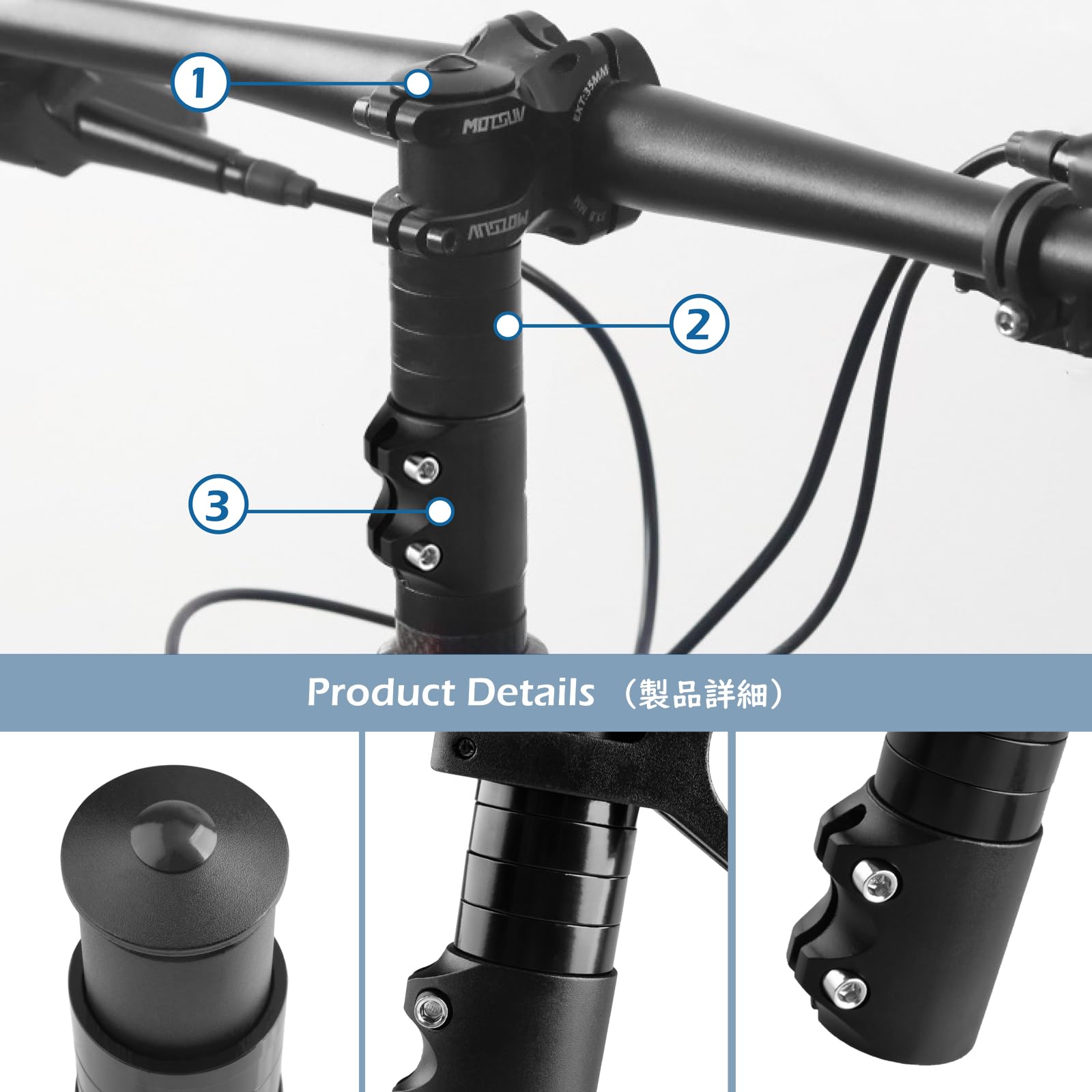 TRIWONDER Prolunga Manubrio Bici 28.6mm, Rialzo Regolabile per Attacco Manubrio e Stelo Forcella, in Lega Alluminio per MTB Bici da Corsa Città e Strada