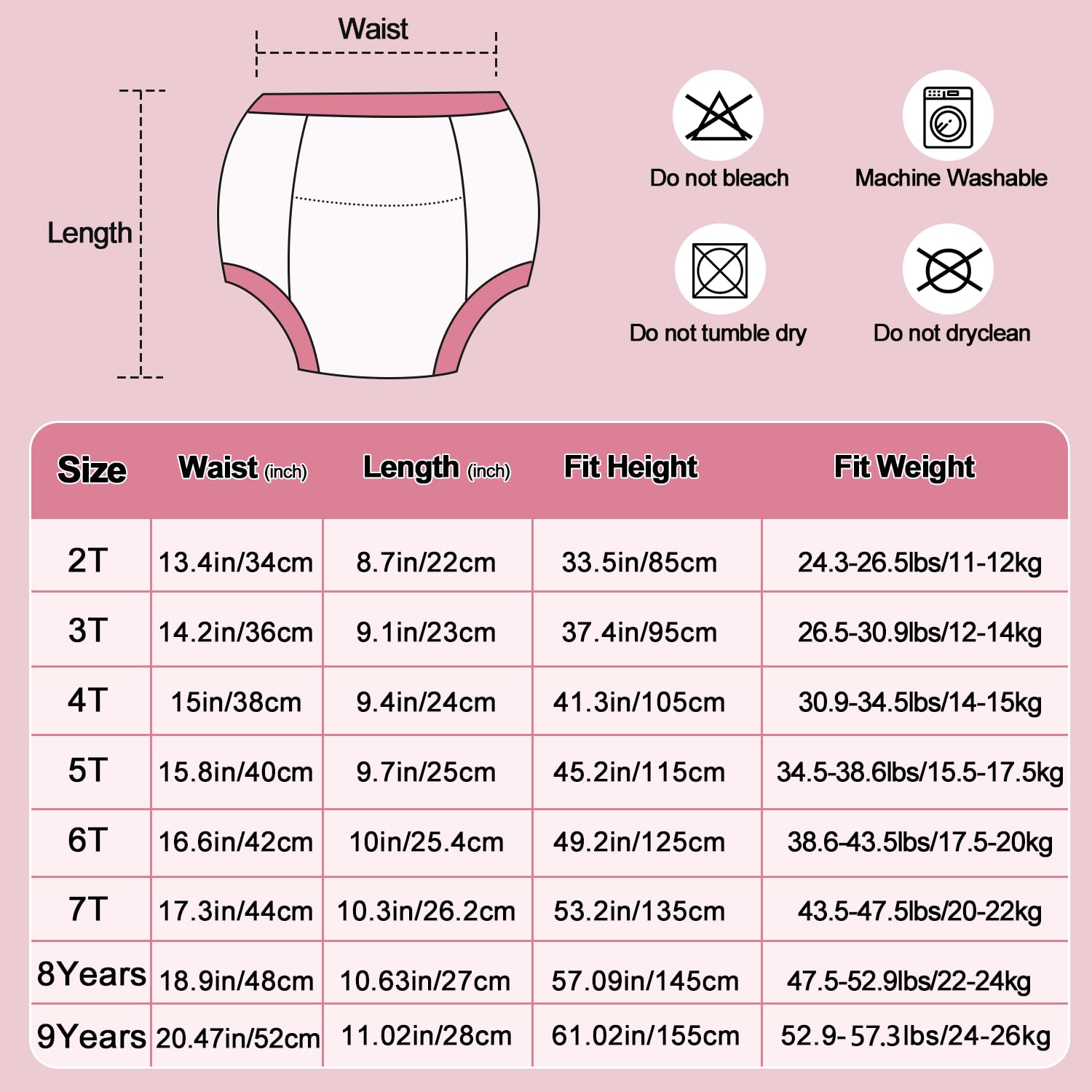 MOEMOE BABY Nocne spodnie treningowe, 10 sztuk, bawełniane, nocnikowe, spodnie treningowe dla dzieci, do treningu nocnego, majtki dla chłopców i dziewczynek