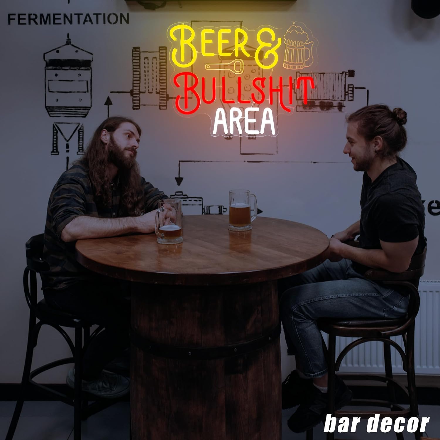 BEER & BULLSHIT AREA Neon Sign for Wall Decor USB Powered Bar Neon Light Beer Led Sign for Man Cave Party Game Room Beer Bar (16.2 * 12.3 inches)
