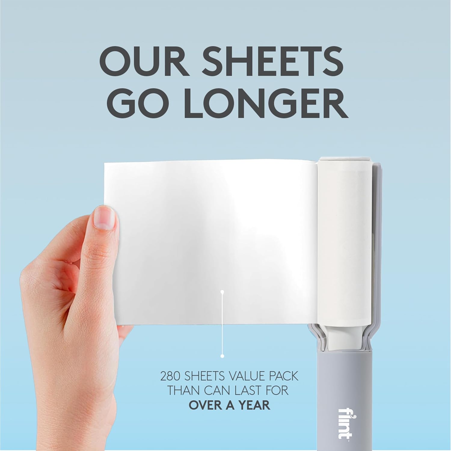 Flint Plus Lint Roller Refills – Pack of 4 with 70 Extra Sticky Sheets Each, 100% Recycled Paper, Lint Rollers for Pet Hair Extra Sticky Refill