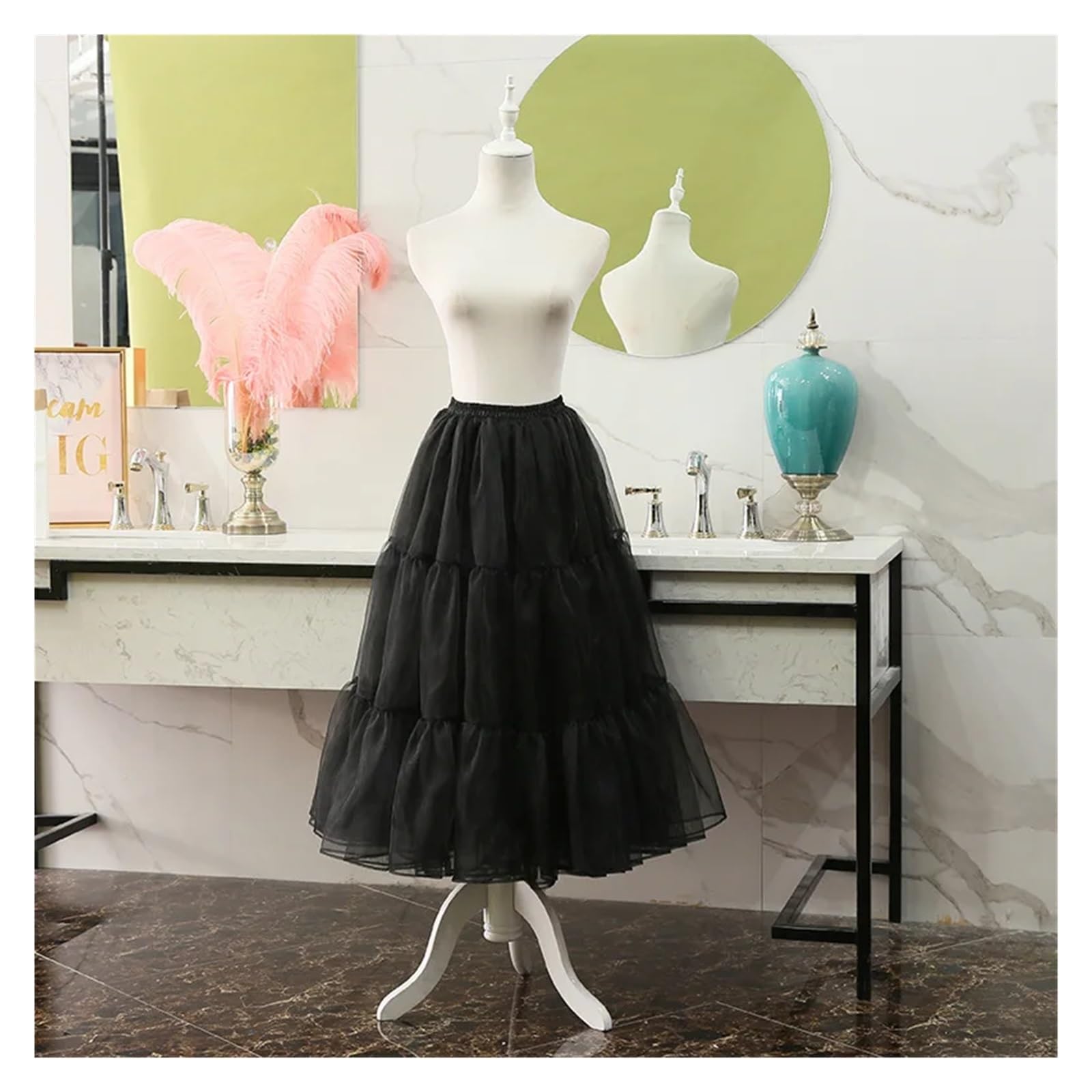 Jupon sous Robe Femme Jupes Longues Bouffantes for Filles, Jupe Tutu Tendance for Femmes, Robe de Bal, Jupon de mariée, Robe de mariée, Jupon Tutu(Length 80cm Black)