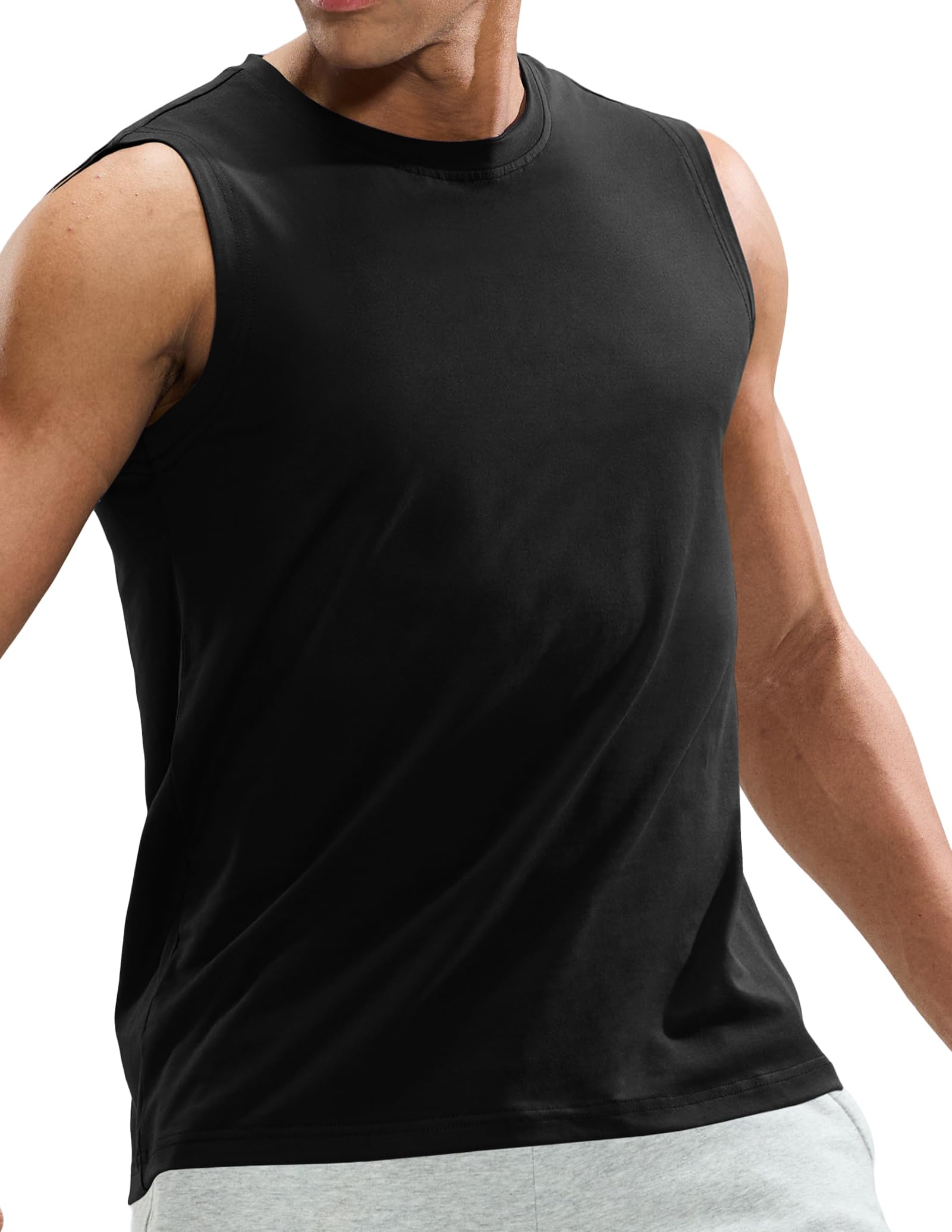 MIER Canotte da uomo in cotone senza maniche per allenamento, corsa, atletica, palestra, lounge, casual, traspirante