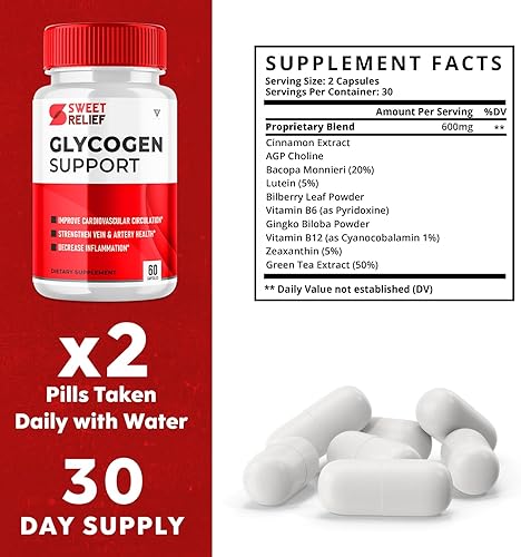 Miniatura 5 de Paquete de 3 cápsulas de suplemento de apoyo de glucógeno dulce para articulaciones, limpiador de vasos sanguíneos Releaf, cápsulas de suplemento de