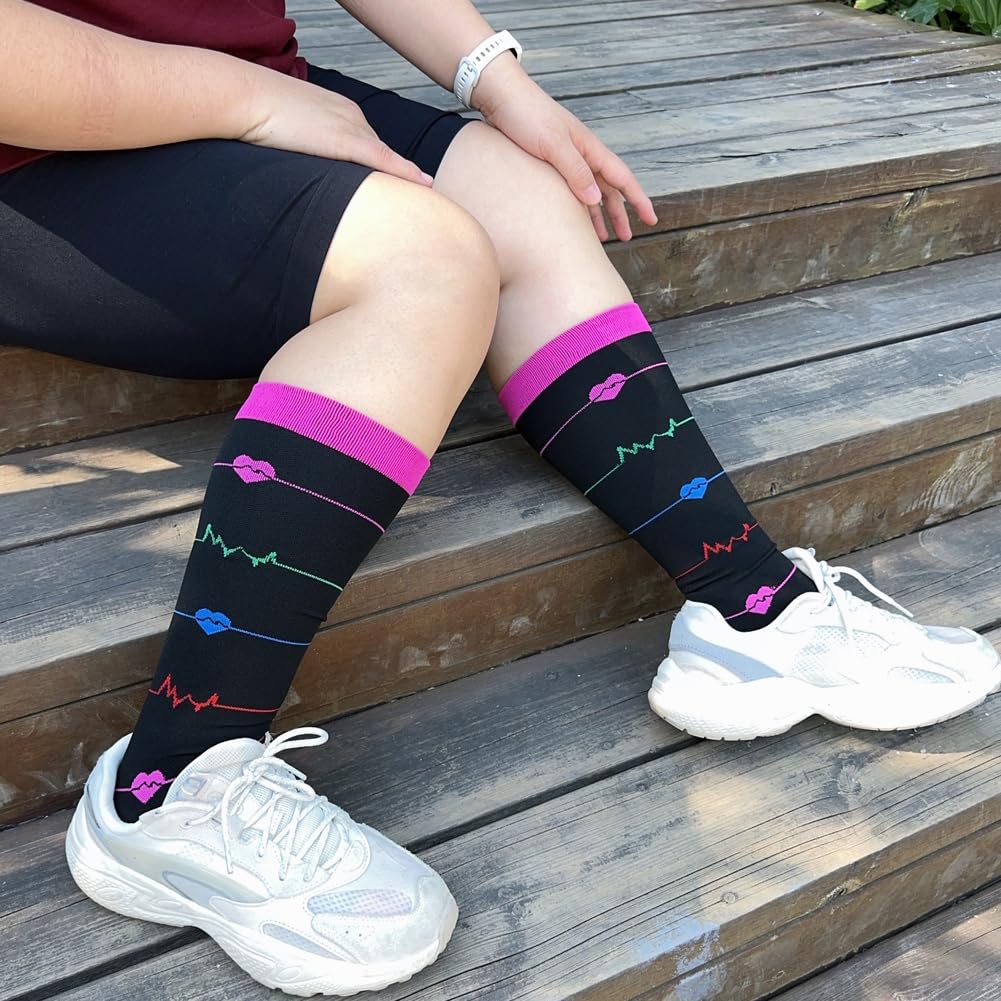 2XL-4XL Calze Compressione,Calze a Compressione da Donna,Calze a Compressione,Calzini sportivi,Calzini di compressione al ginocchio