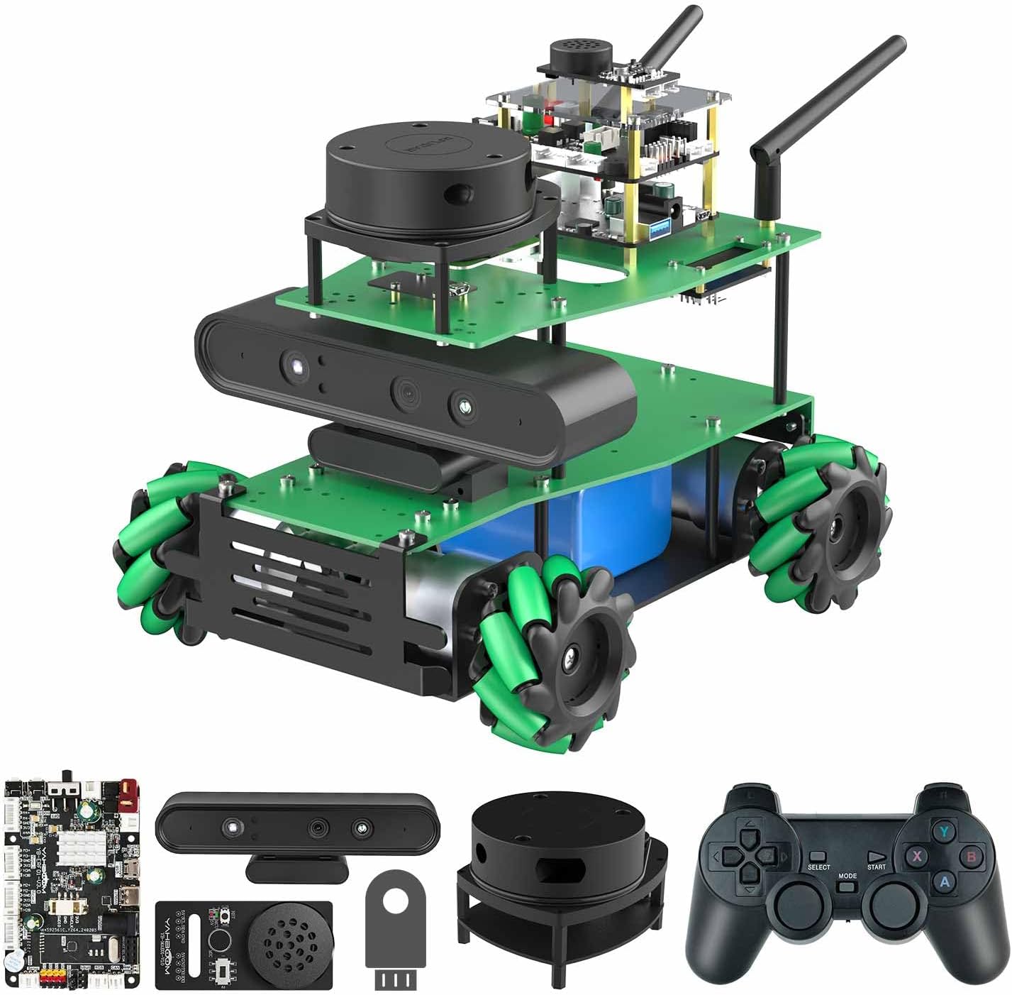 ROS2 Robot Lidar Mapping Navigation Mecanum Wheel Python Programming Learn Explore Robotic Kit Docker Adult AI Robot APP Remote Control