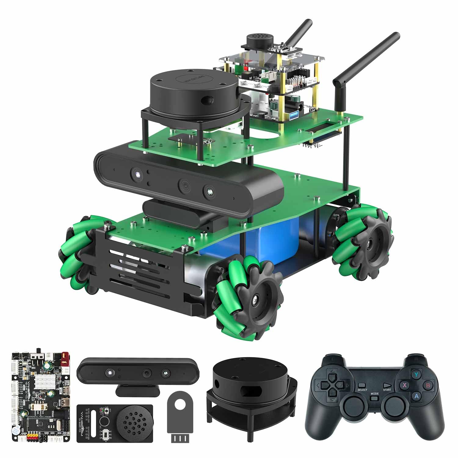 Yahboom ROS2 Robot Lidar Mapping Navigation Mecanum Wheel Python Programming Learn Explore Robotic Kit Docker Adult AI Robot APP Remote Control