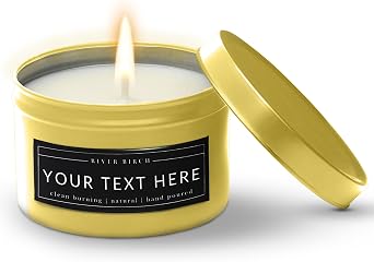 River Birch Candles Custom Label Scented Candles 10 Pack Pick Your Scent | Bulk Premium, All-Natural, Non-Toxic, 8 oz. Gold Tin Soy Wax | Cozy Relaxing Gifts for Home