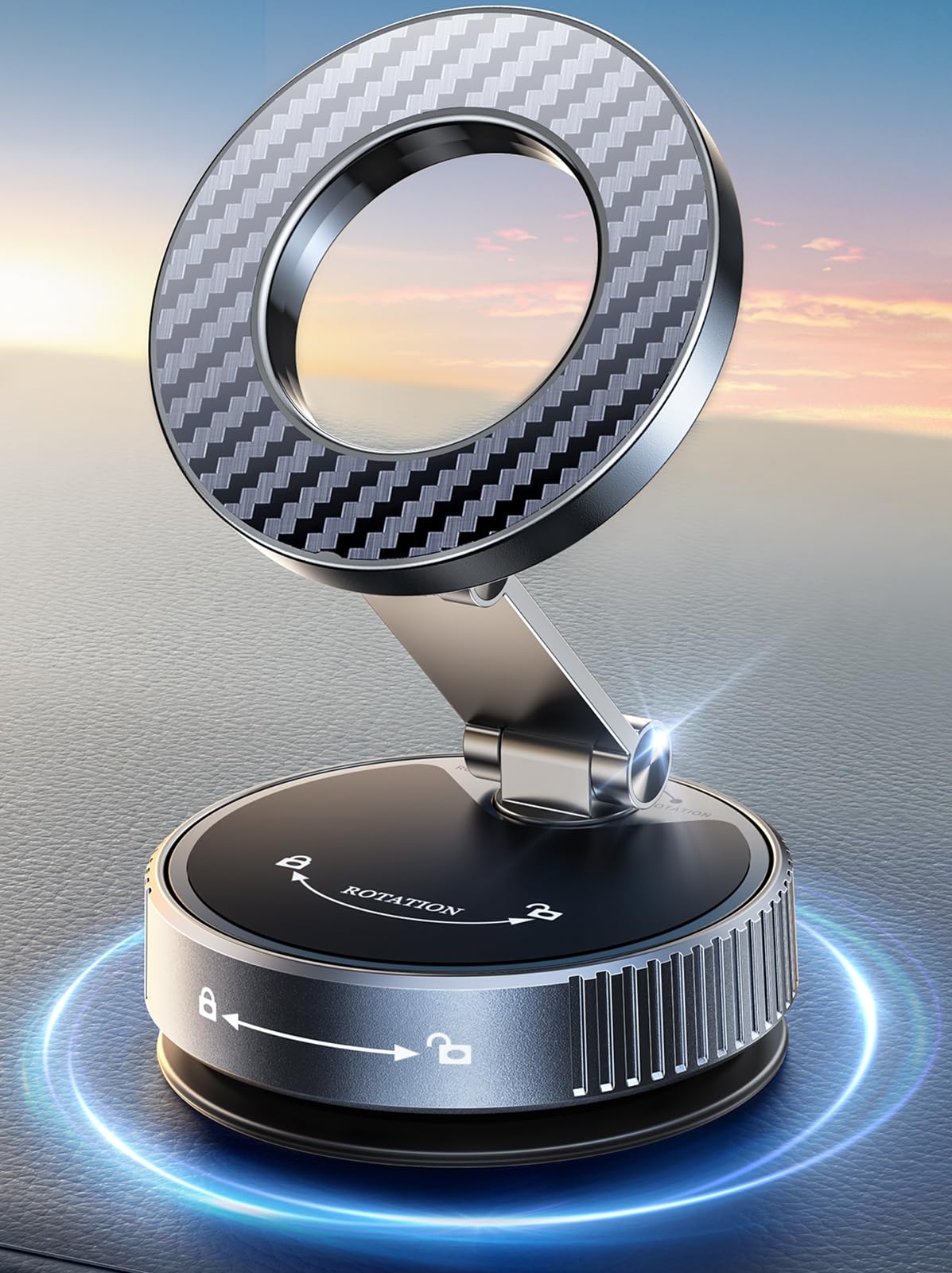 Mohard Vakuum Magnetischer Handyhalterung Auto für MagSafe Autohalterung, 2026 Upgraded [Nano Gel + Saugnapf] Handy Halterung Auto Car, 360° Drehbar Faltbar & 2400GF Stärkster Magnet für iPhone usw