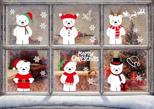 Miniatura 20 de Calcomanías de Navidad para ventanas, corona, copos de nieve, Papá Noel, árbol de Navidad, pared, ventana, calcomanías para puerta, calcomanías